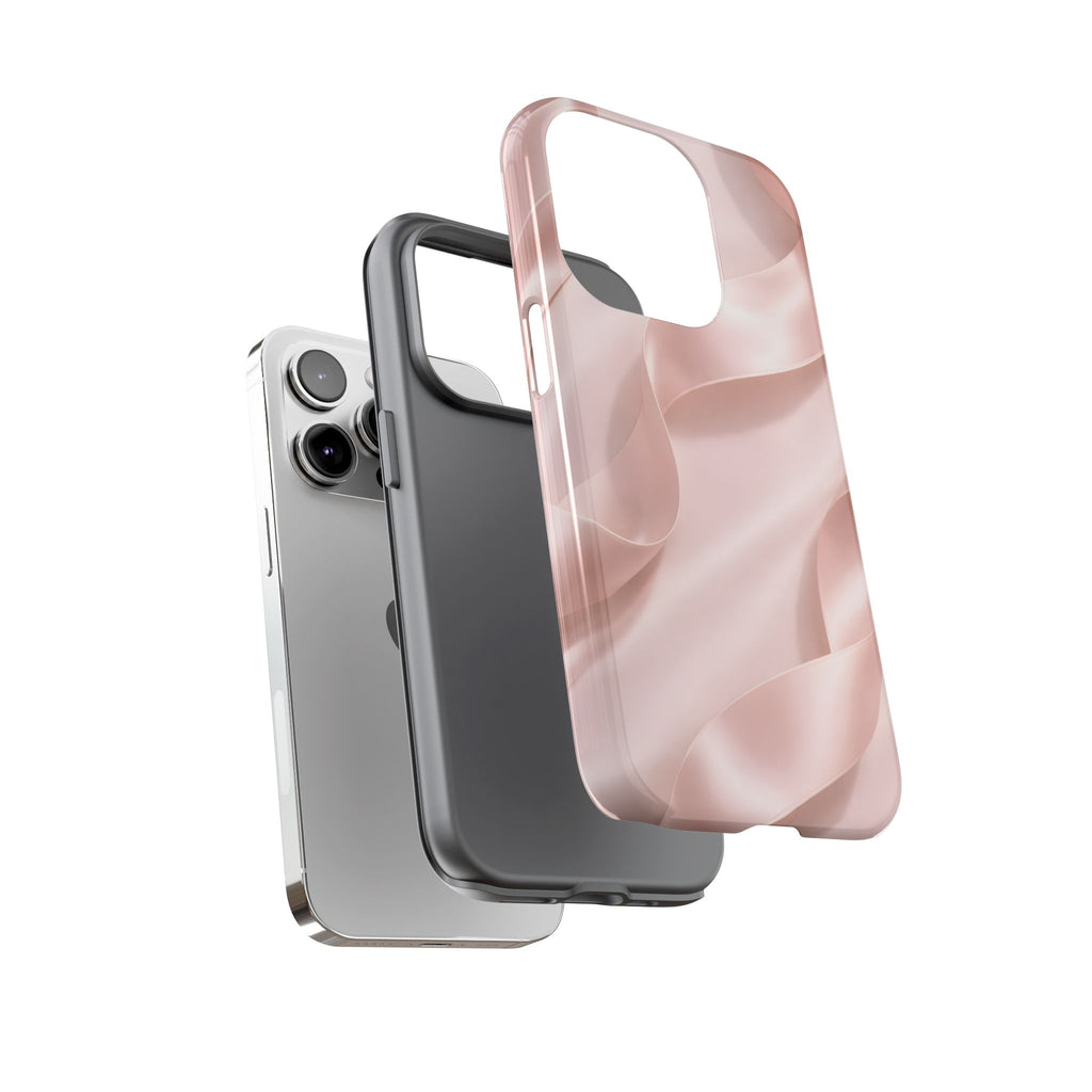 Blush Pink Satin Ribbon Phone Case – Elegant Coquette Aesthetic Luxury iPhone Case, Feminine Designer Bow Phone Cover