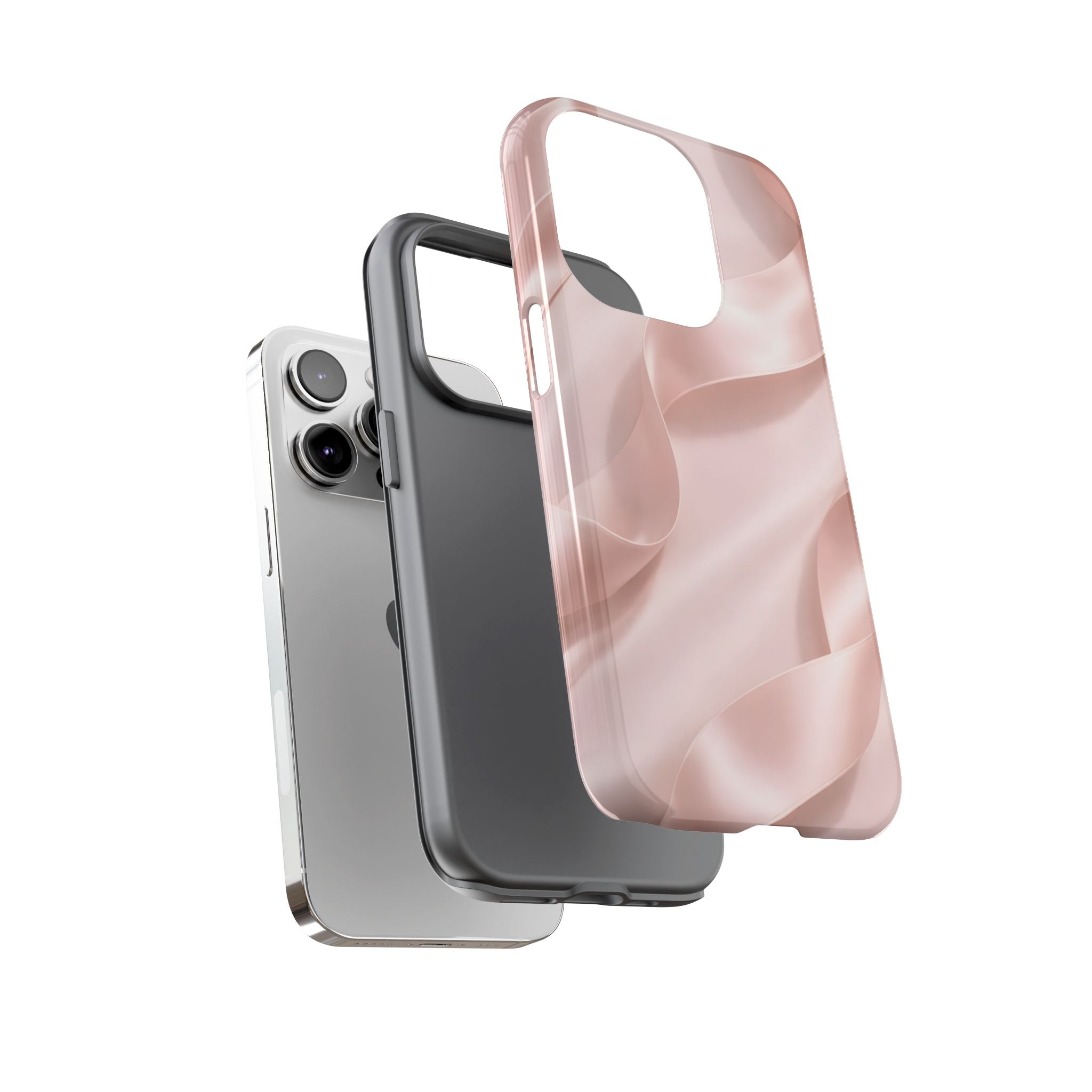 Blush Pink Satin Ribbon Phone Case – Elegant Coquette Aesthetic Luxury iPhone Case, Feminine Designer Bow Phone Cover