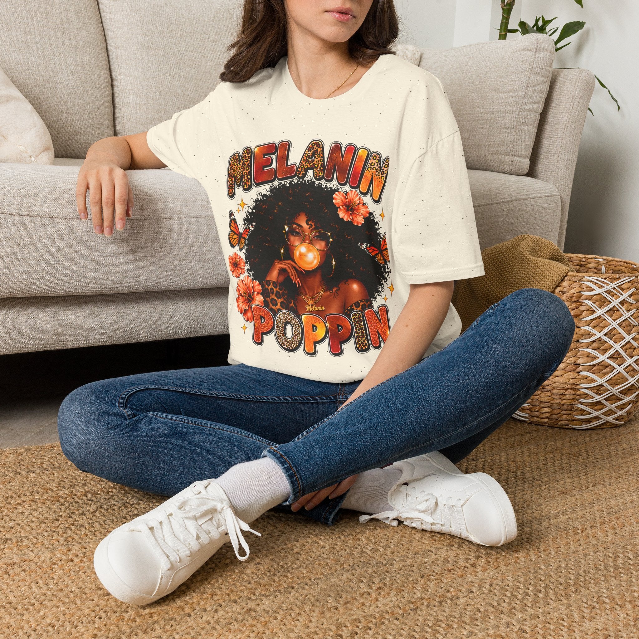 Melanin Poppin Shirt, Black Woman Afro T-Shirt, Leopard Print Melanin Tee, Empowerment Graphic Shirt, Black Girl Magic Gift