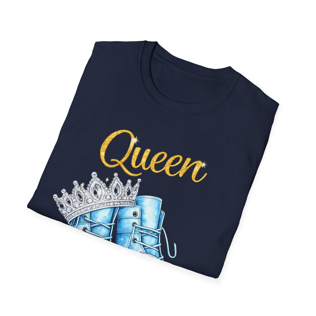 Queen Light Blue Boots Shirt – Pink Crown Graphic Tee, Cute Girly Streetwear, Fashion Queen Outfit, Trendy Women’s Statement T-Shirt