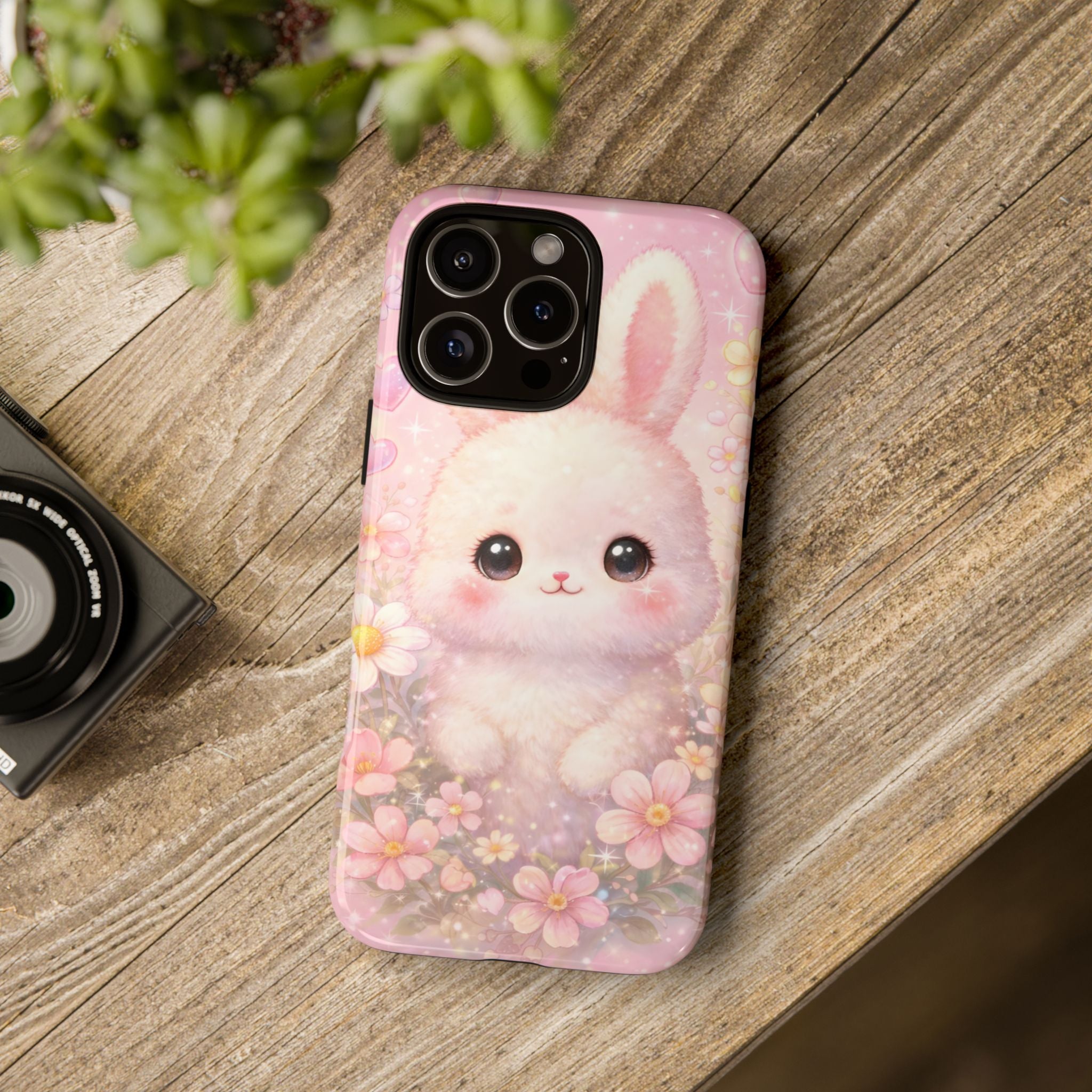 Kawaii Bunny Phone Case – Cute Pastel Bunny Floral Aesthetic iPhone Case, Adorable Kawaii Animal Phone Cover.