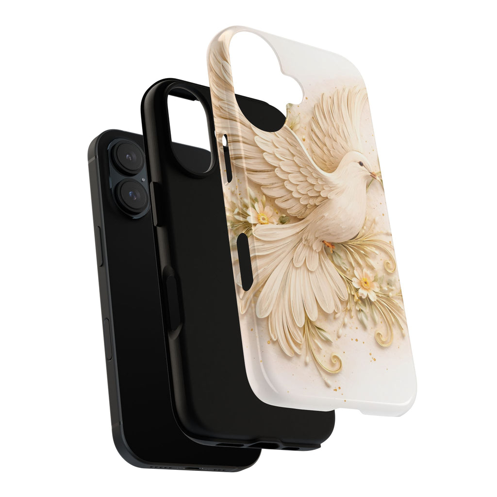 Dove Protection Phone Case — Elegant White Dove Floral iPhone Cover