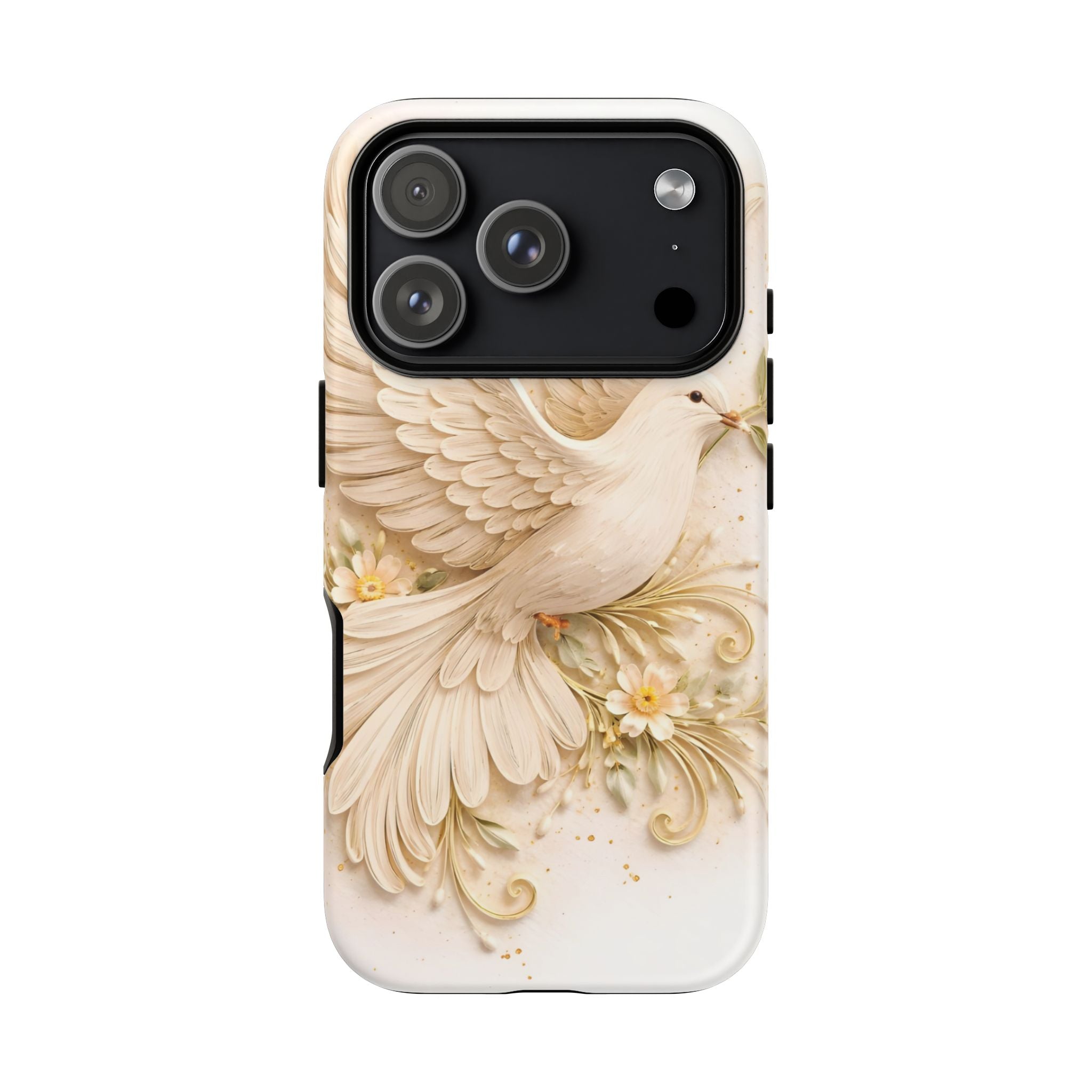 Dove Protection Phone Case — Elegant White Dove Floral iPhone Cover