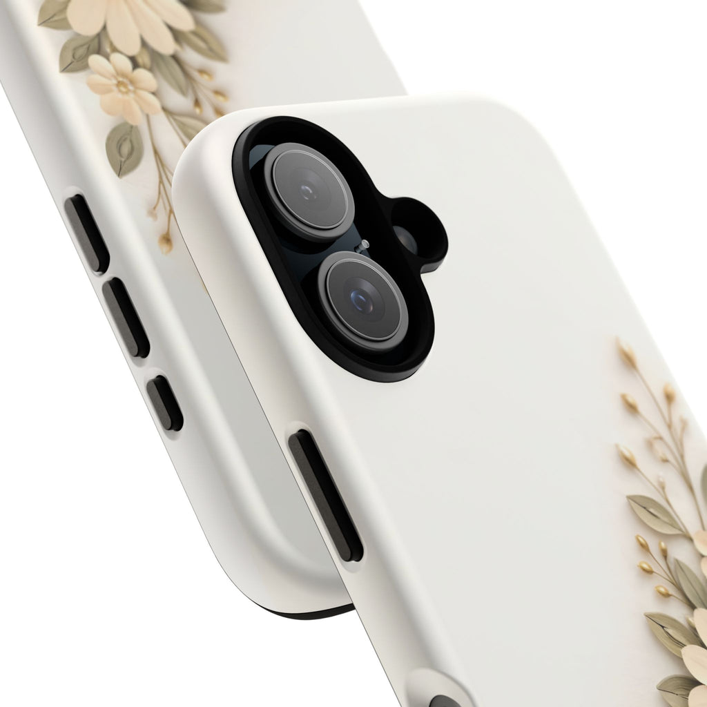 Floral Daisies Tough Case — Protective Phone Case with Cream Vintage Flower Design