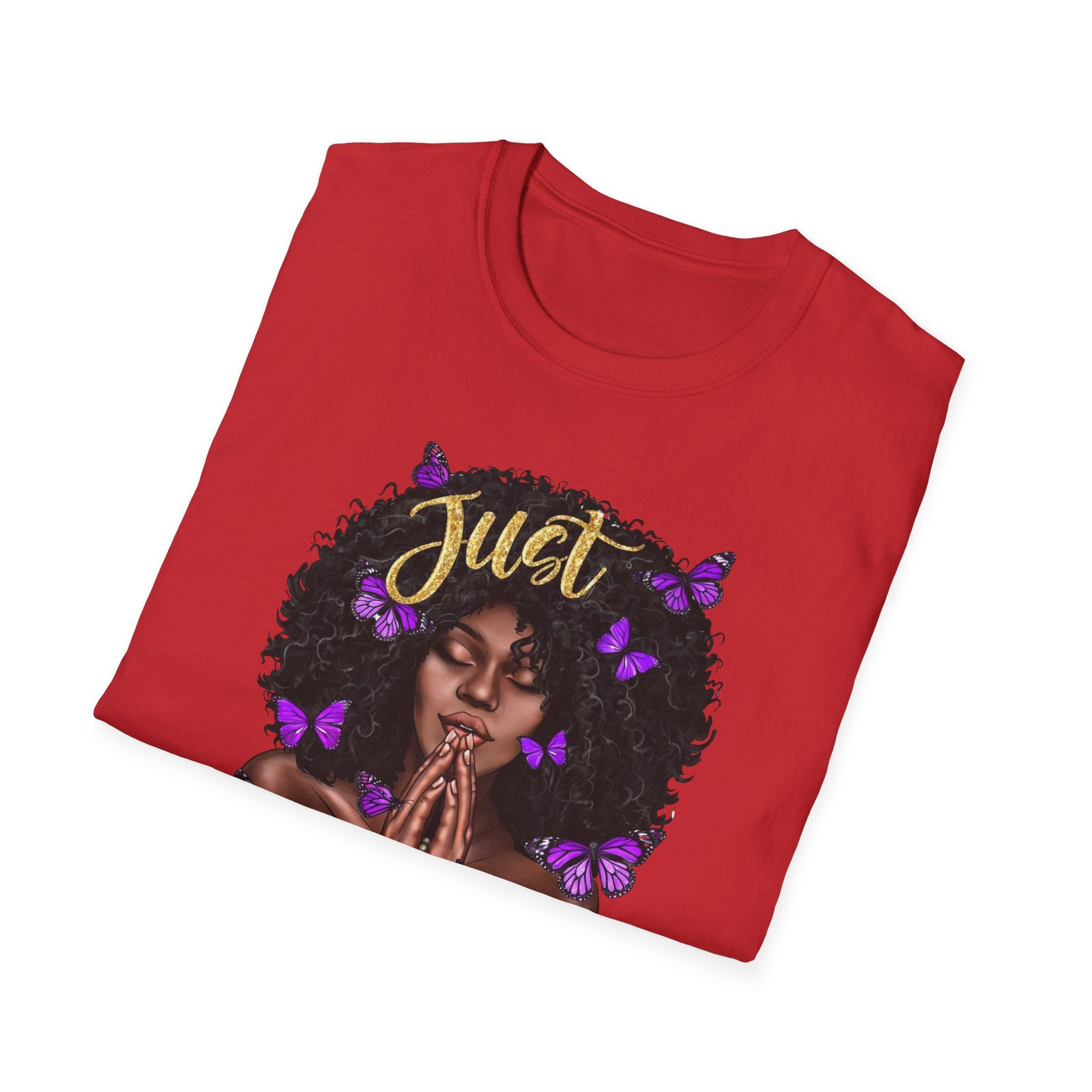 Redeemed Christian Afro Woman T-Shirt – Faith-Based Butterfly Design, Inspirational Black Woman Graphic Tee, Spiritual Gift for Women