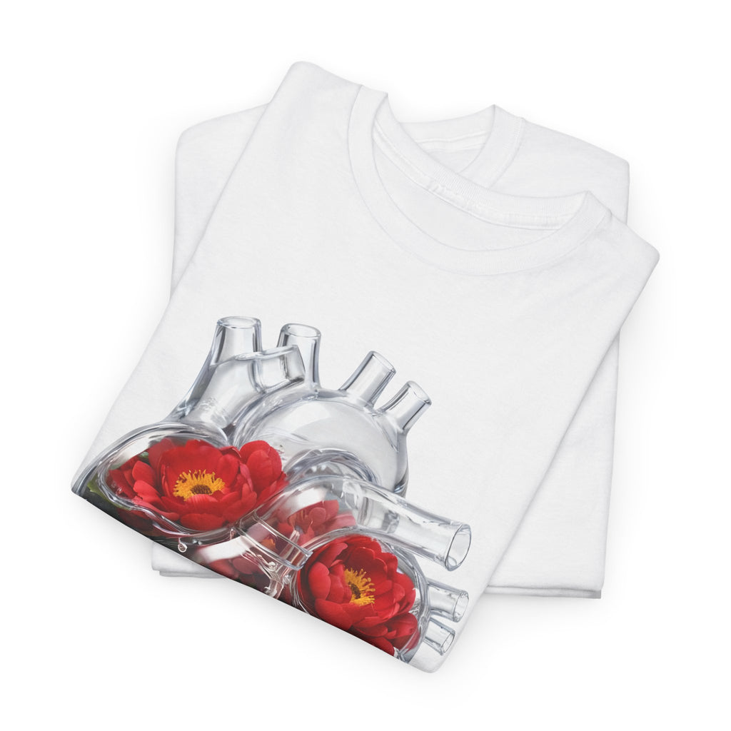 Floral Anatomical Heart T-Shirt — Botanical Heart Illustration Tee