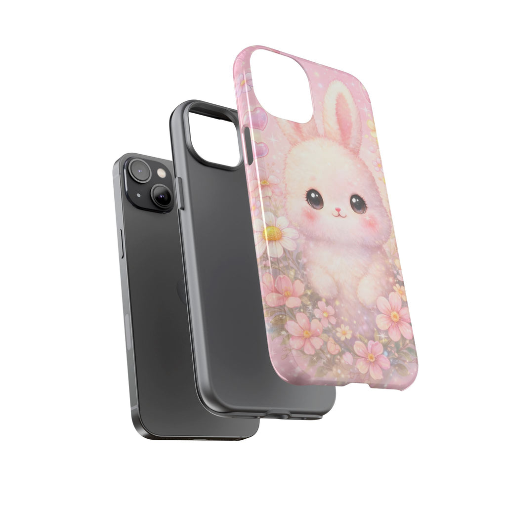 Kawaii Bunny Phone Case – Cute Pastel Bunny Floral Aesthetic iPhone Case, Adorable Kawaii Animal Phone Cover.