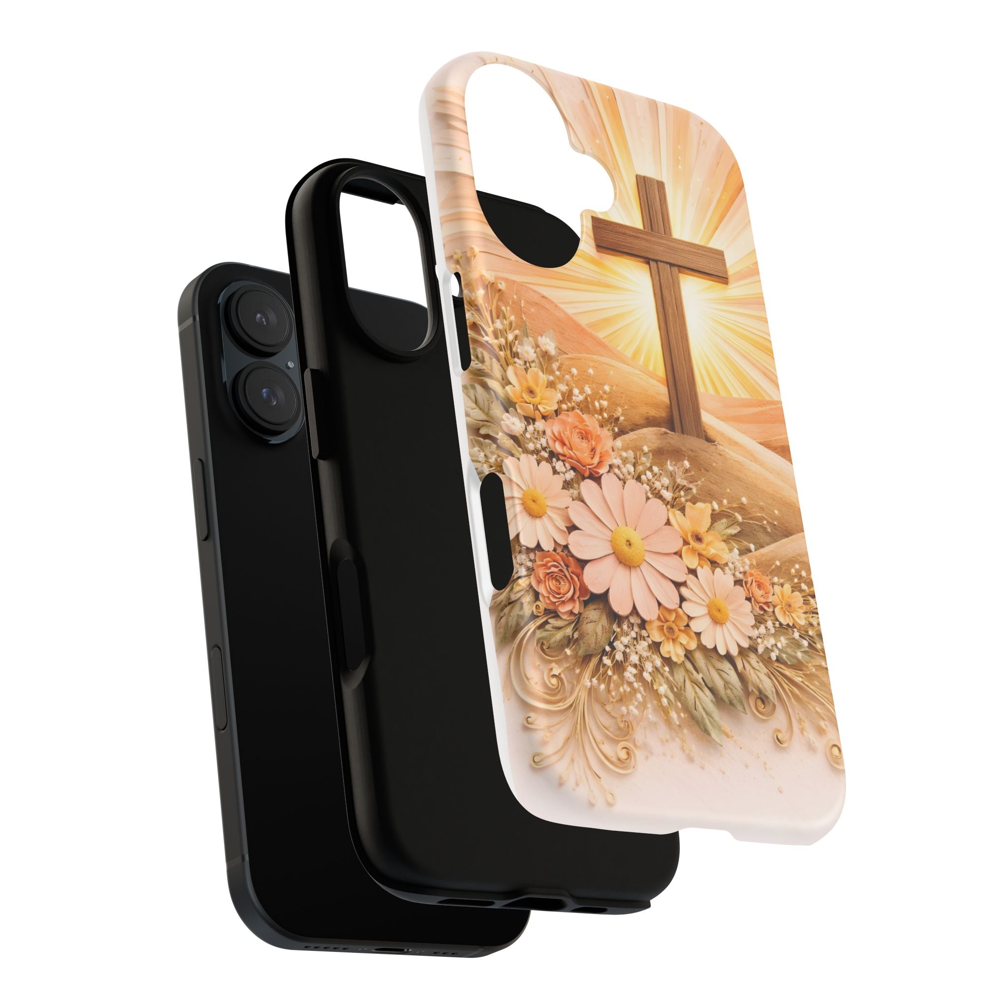 Religious Phone Case — Cross & Sunrise Floral iPhone Cover