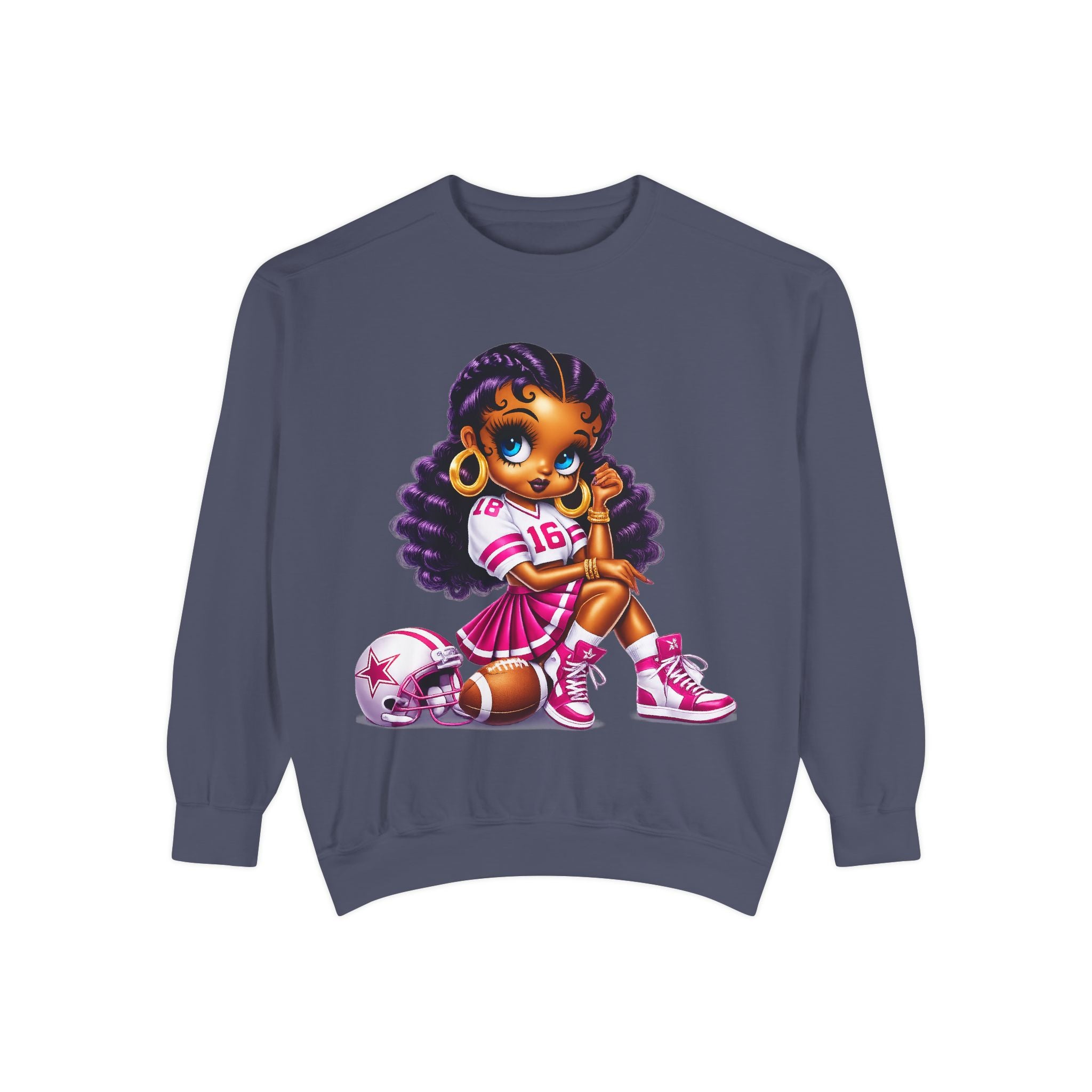 Fuchsia Football Girl Shirt – Cute Black Girl Sports Graphic Tee, Pink Cheerleader Outfit, Trendy Game Day Women’s Shirt, Girly Athlete T-Shirt