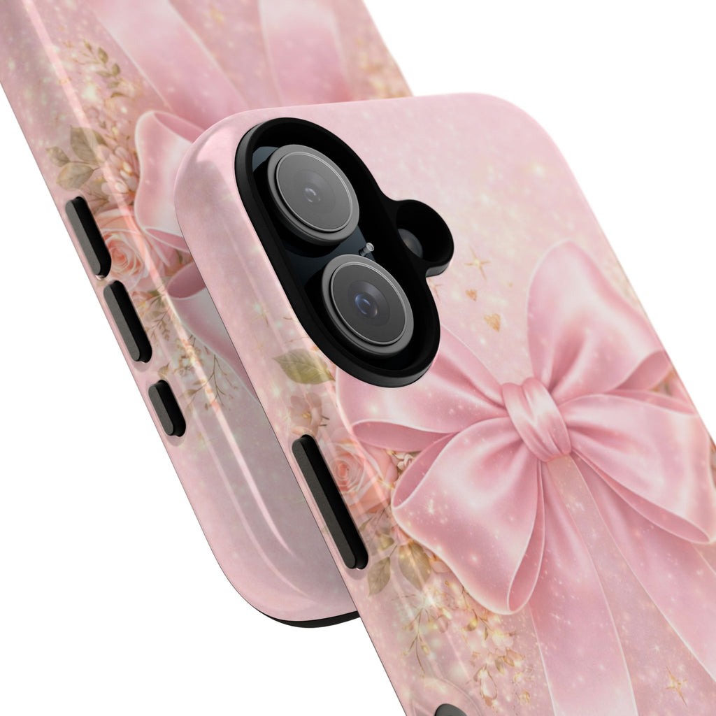 Coquette Pink Bow Phone Case, First Time Mom Aesthetic Case, Soft Girl iPhone Cover, Cute Feminine Mom Case