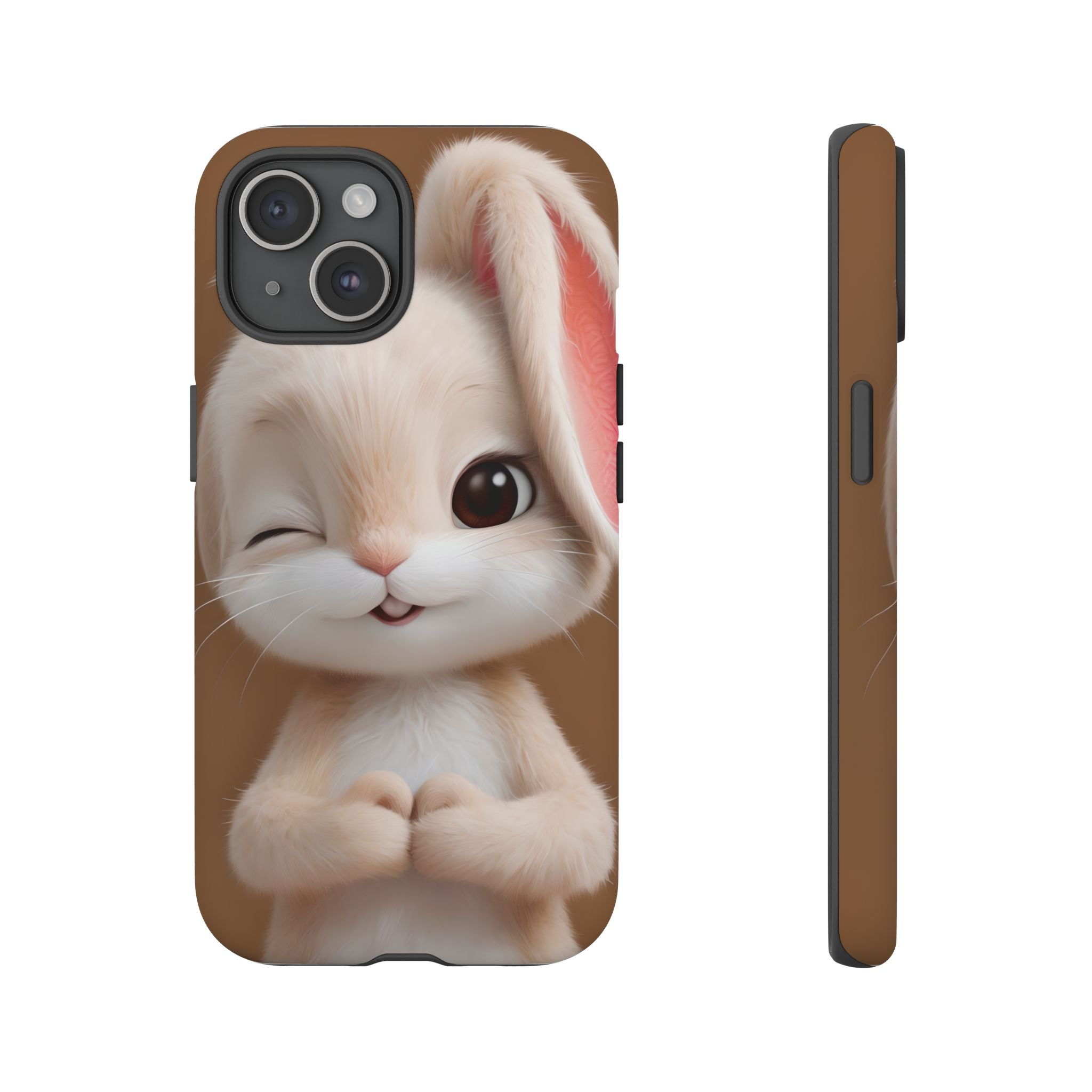 Adorable Kawaii Bunny Phone Case – Cute Winking Rabbit Aesthetic Case – Soft Pastel Bunny Cover – Gift for Bunny Lovers.