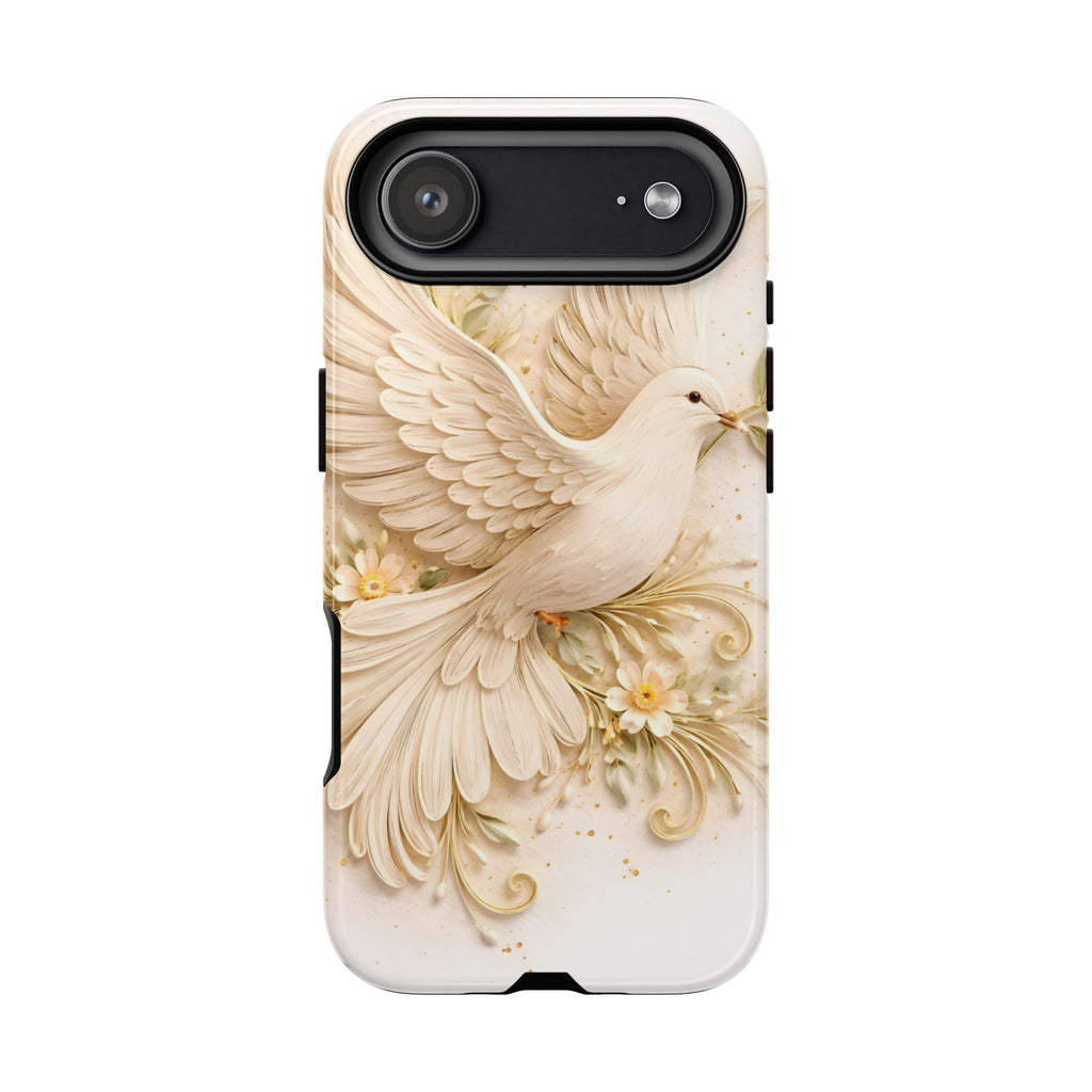 Dove Protection Phone Case — Elegant White Dove Floral iPhone Cover