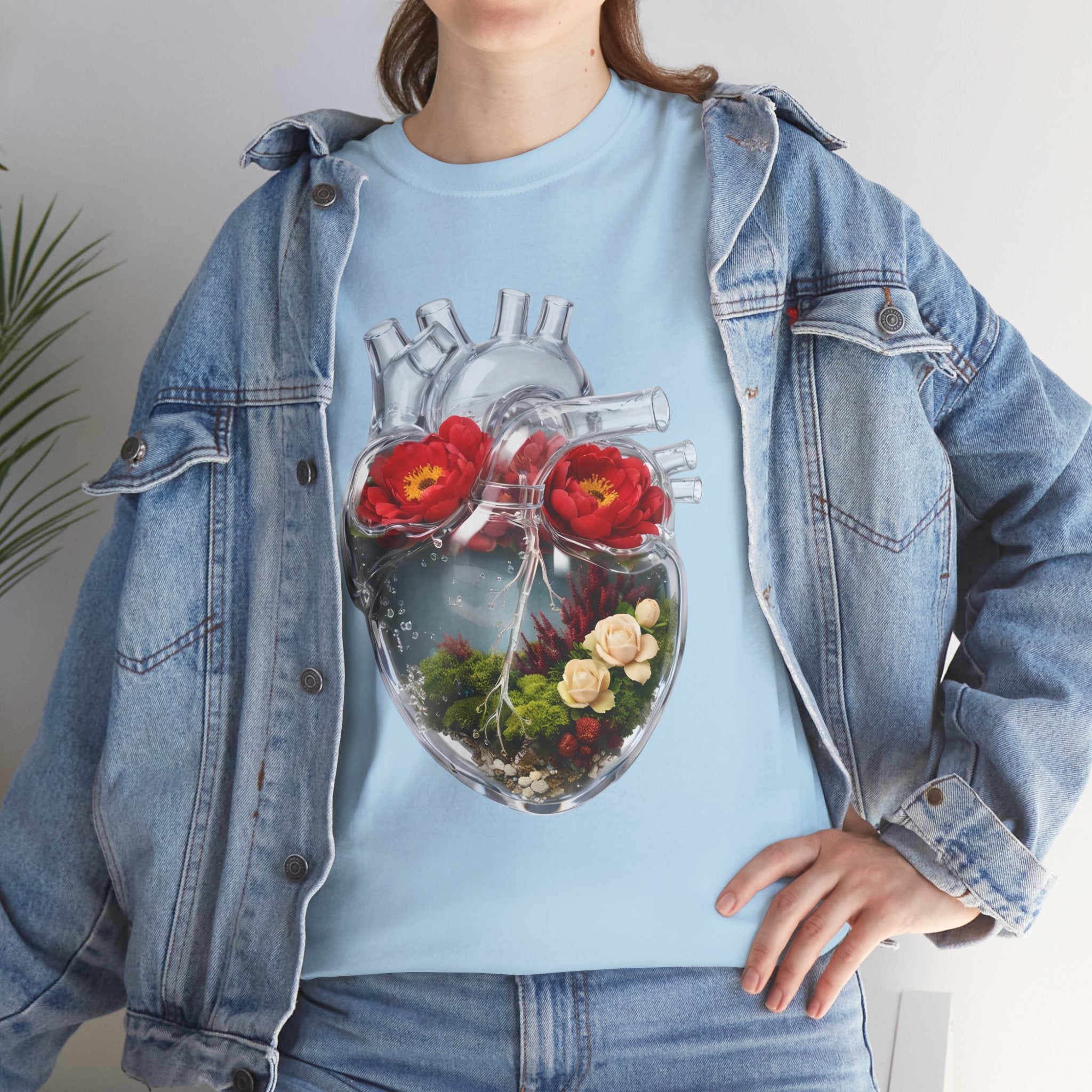 Floral Anatomical Heart T-Shirt — Botanical Heart Illustration Tee