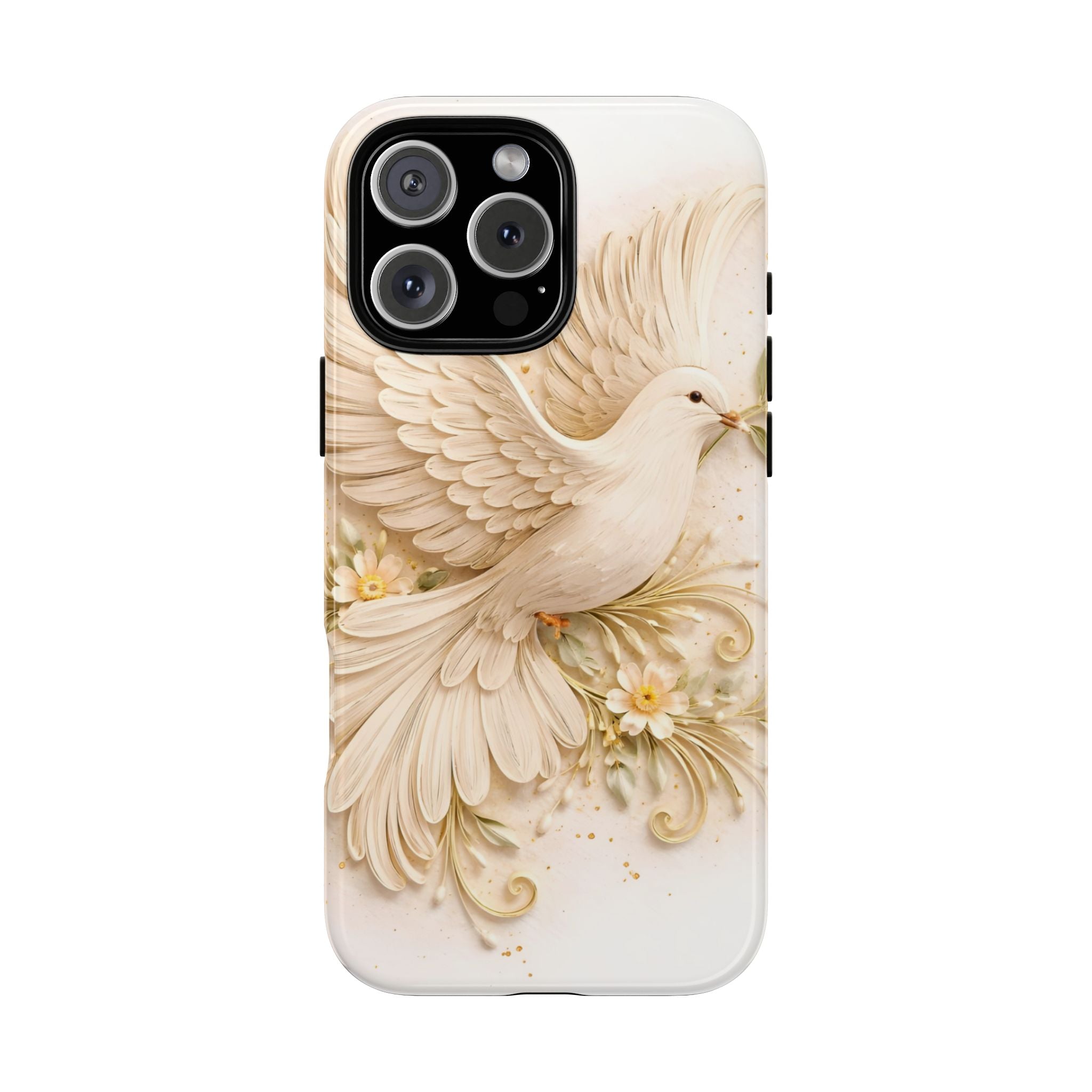 Dove Protection Phone Case — Elegant White Dove Floral iPhone Cover