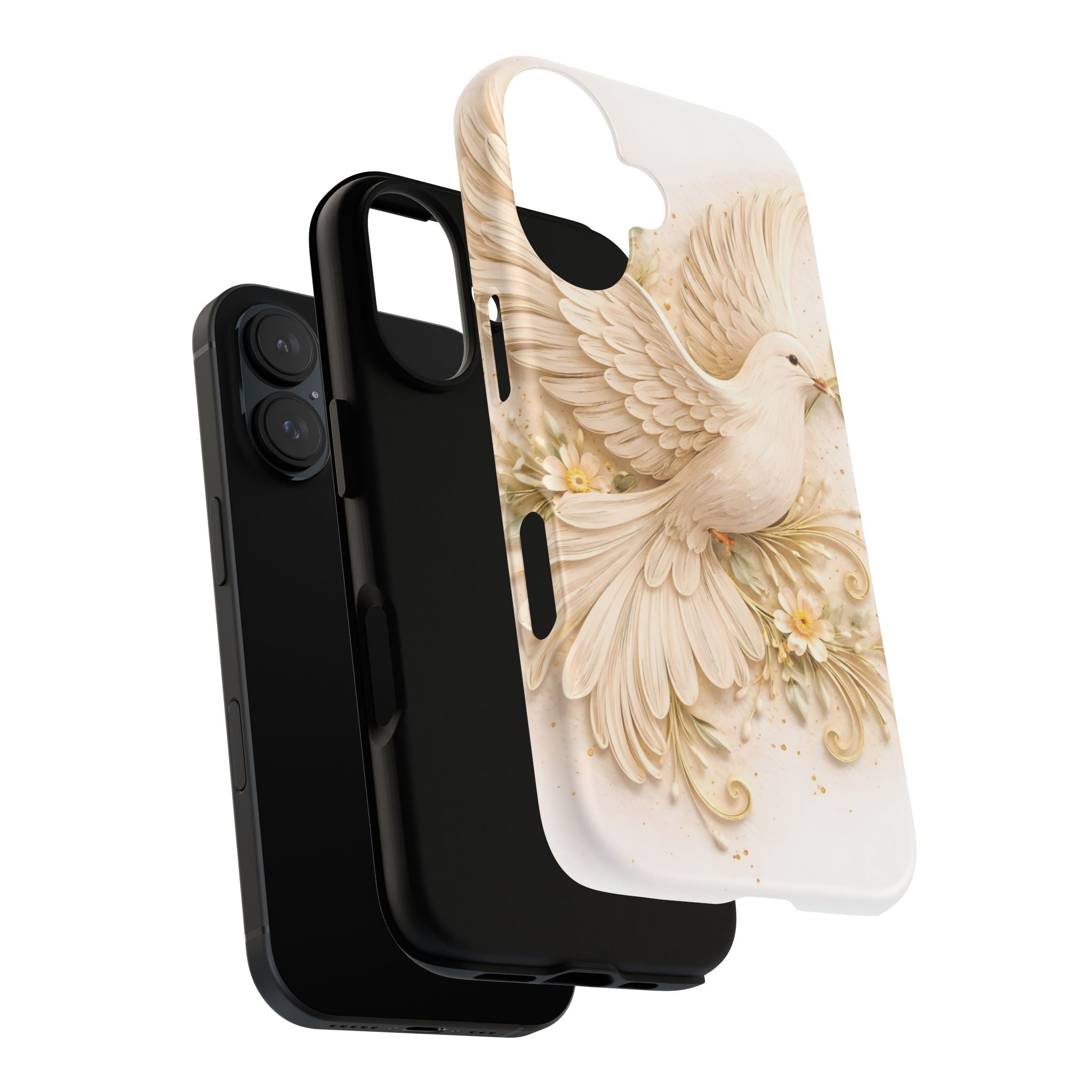 Dove Protection Phone Case — Elegant White Dove Floral iPhone Cover