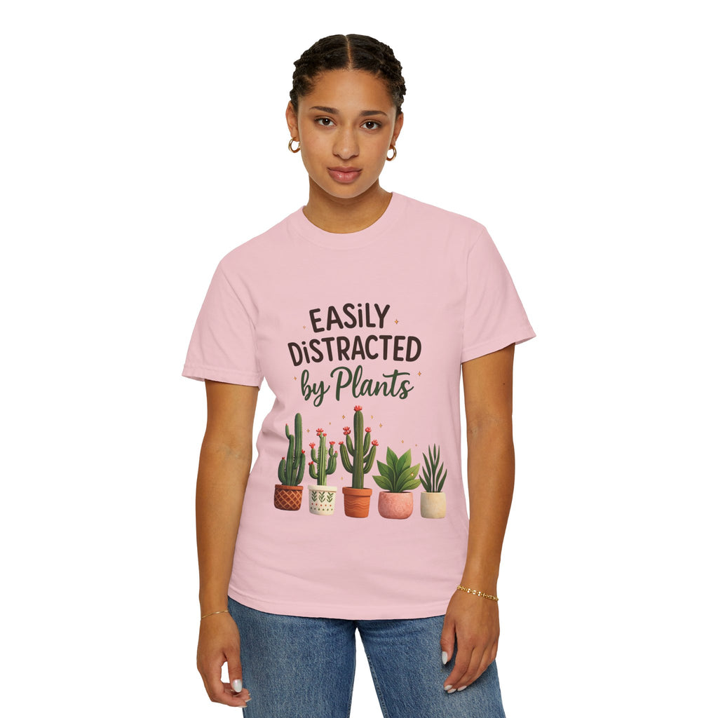 Easily Distracted By Plants Shirt, Plant Lover T-Shirt, Funny Plant Mom Tee, Botanical Lover Gift, Succulent Cactus Shirt, Unisex Graphic Tee