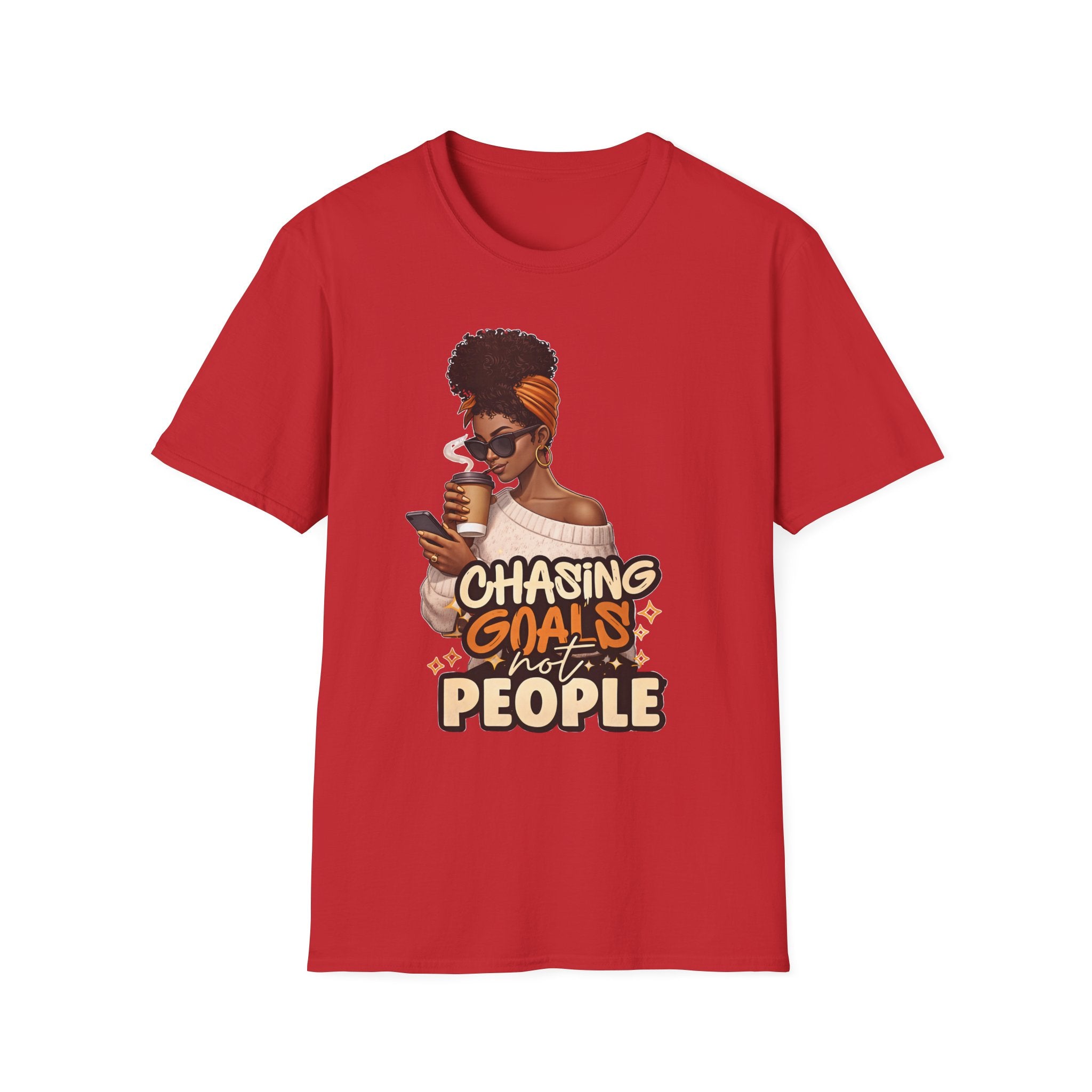 Chasing Goals Not People T-Shirt — Motivational Afro Woman Graphic Tee