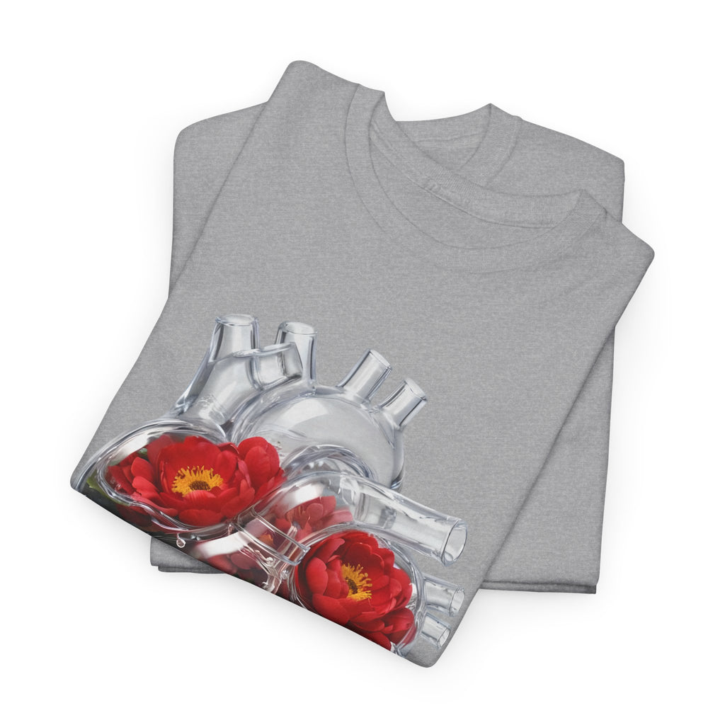 Floral Anatomical Heart T-Shirt — Botanical Heart Illustration Tee