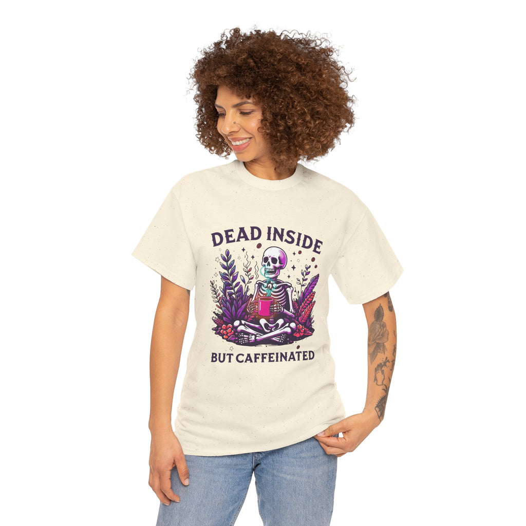 Dead Inside But Caffeinated T-Shirt – Funny Skeleton Coffee Tee