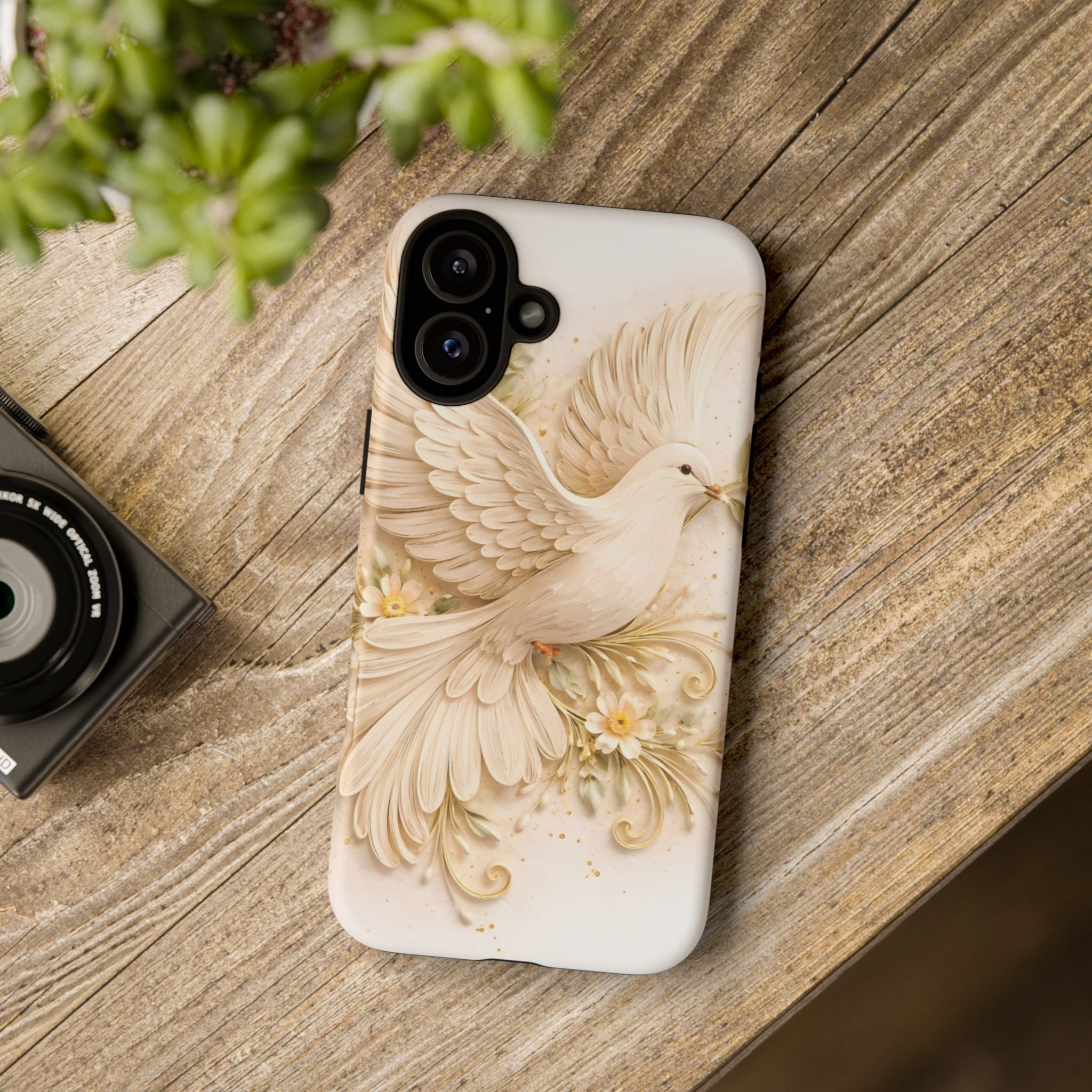 Dove Protection Phone Case — Elegant White Dove Floral iPhone Cover