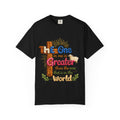 The One in Me Is Greater Shirt – Christian Crochet Style Graphic Tee, Faith Based Inspirational Bible Verse Shirt, Cute Religious Gift for Women