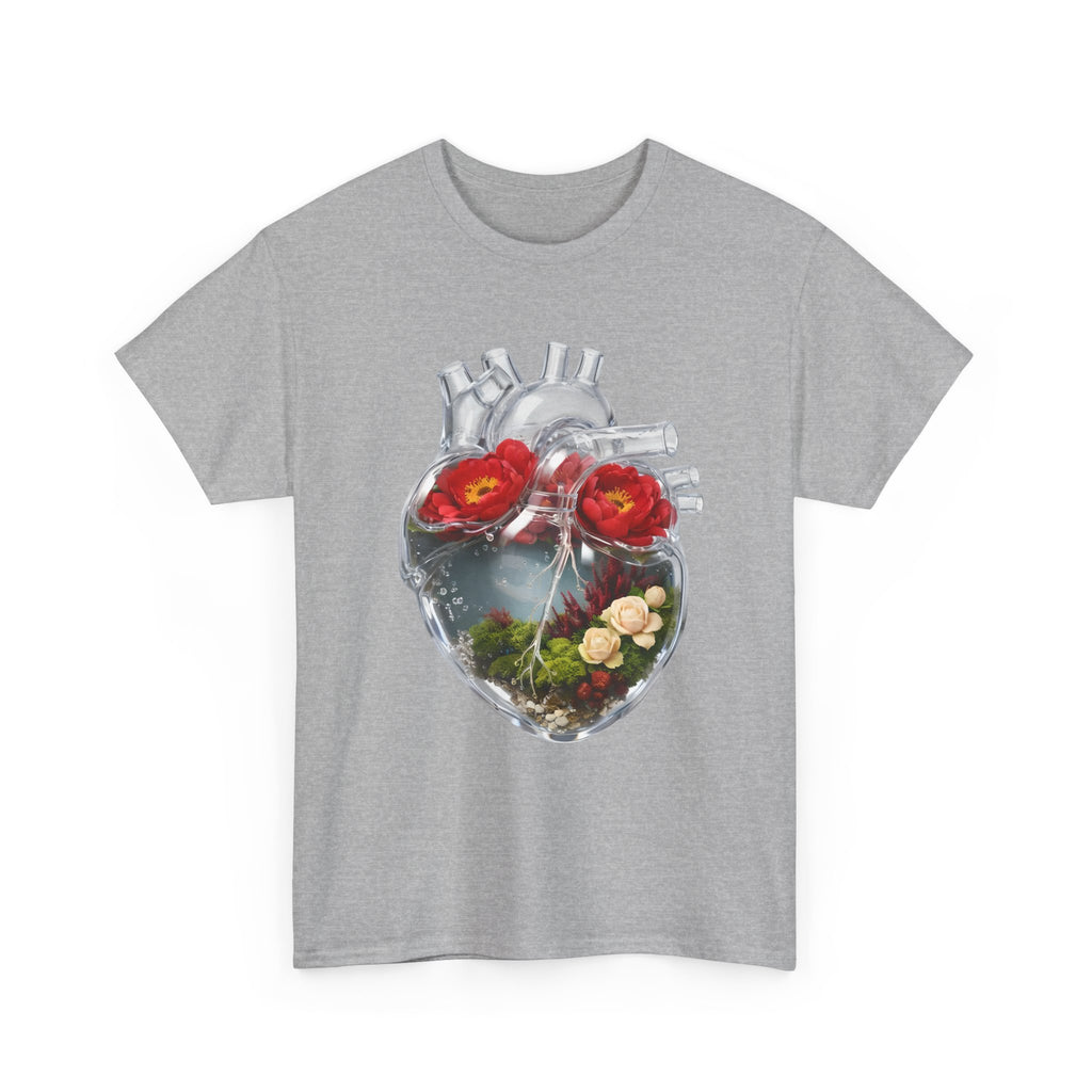 Floral Anatomical Heart T-Shirt — Botanical Heart Illustration Tee