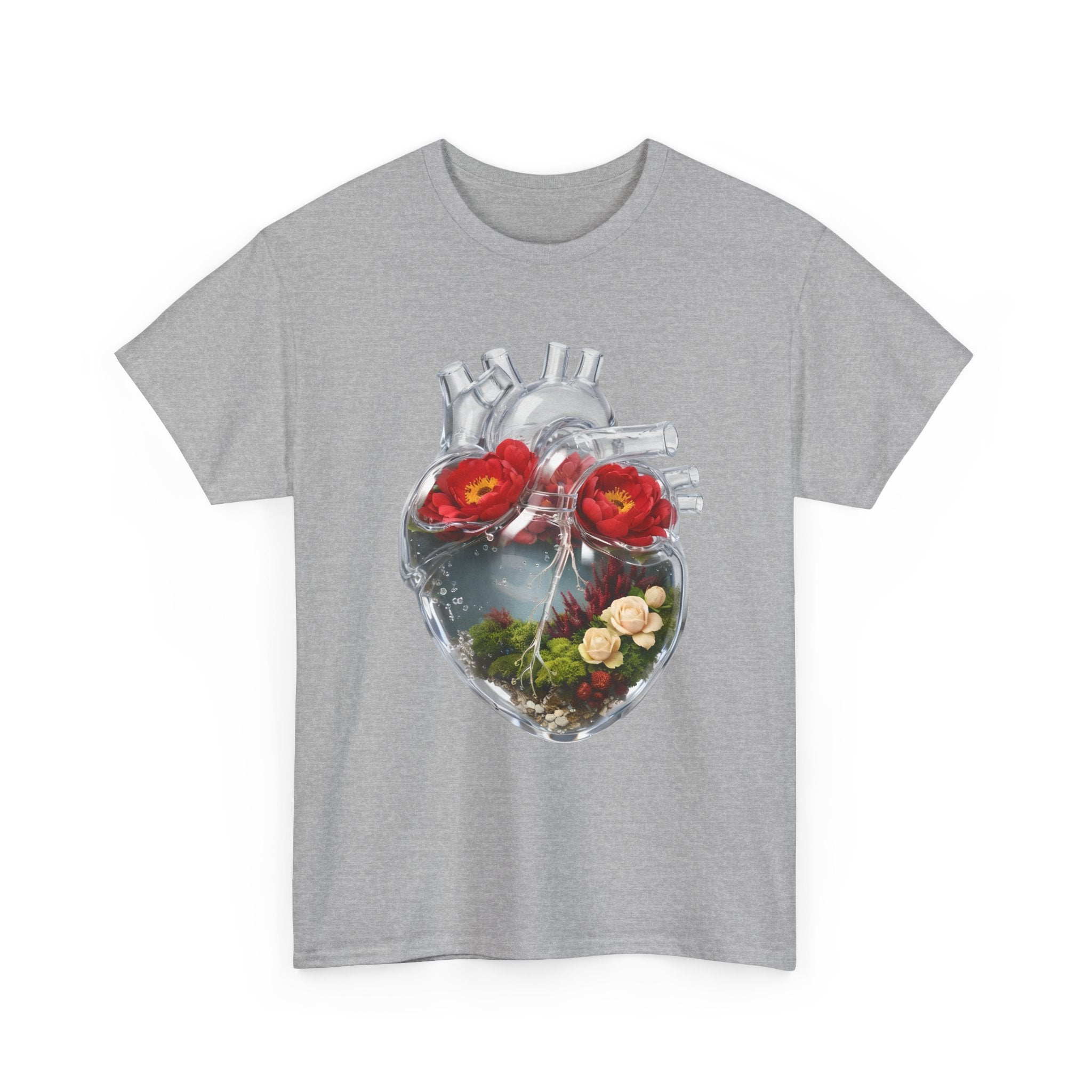 Floral Anatomical Heart T-Shirt — Botanical Heart Illustration Tee