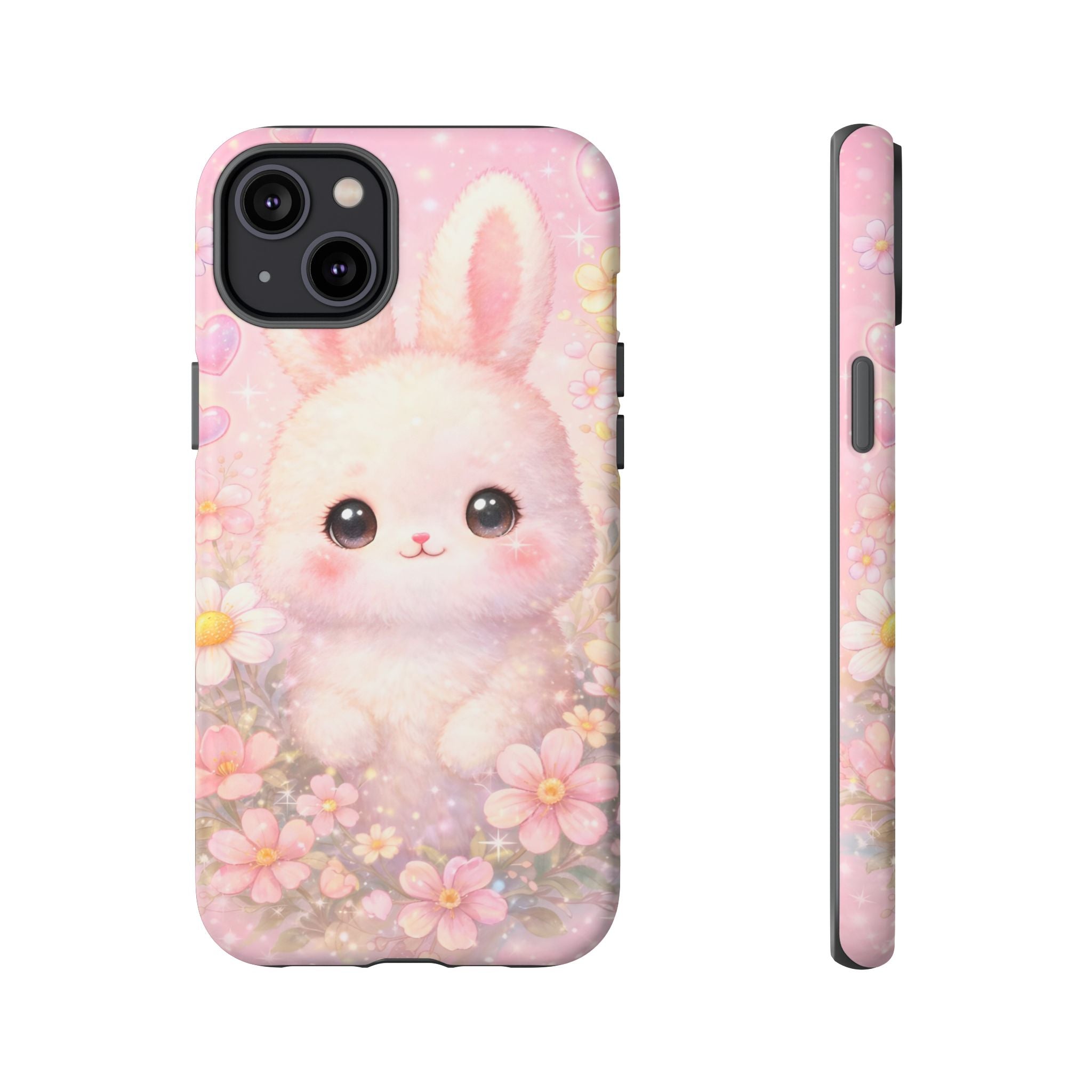 Kawaii Bunny Phone Case – Cute Pastel Bunny Floral Aesthetic iPhone Case, Adorable Kawaii Animal Phone Cover.