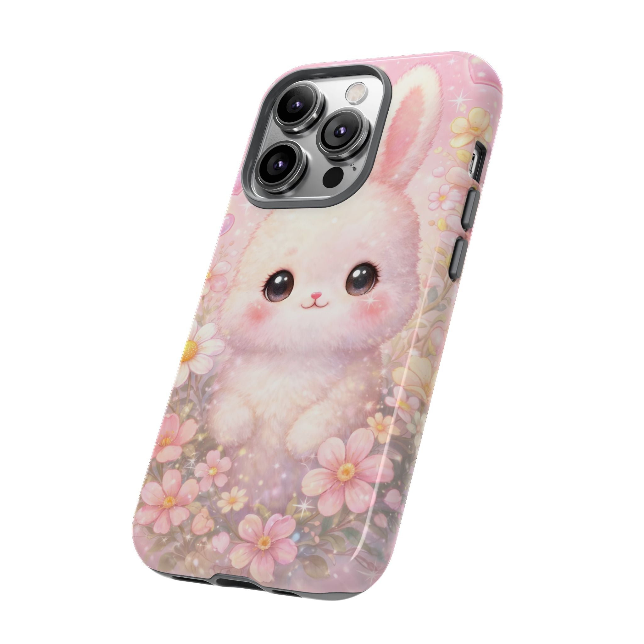 Kawaii Bunny Phone Case – Cute Pastel Bunny Floral Aesthetic iPhone Case, Adorable Kawaii Animal Phone Cover.