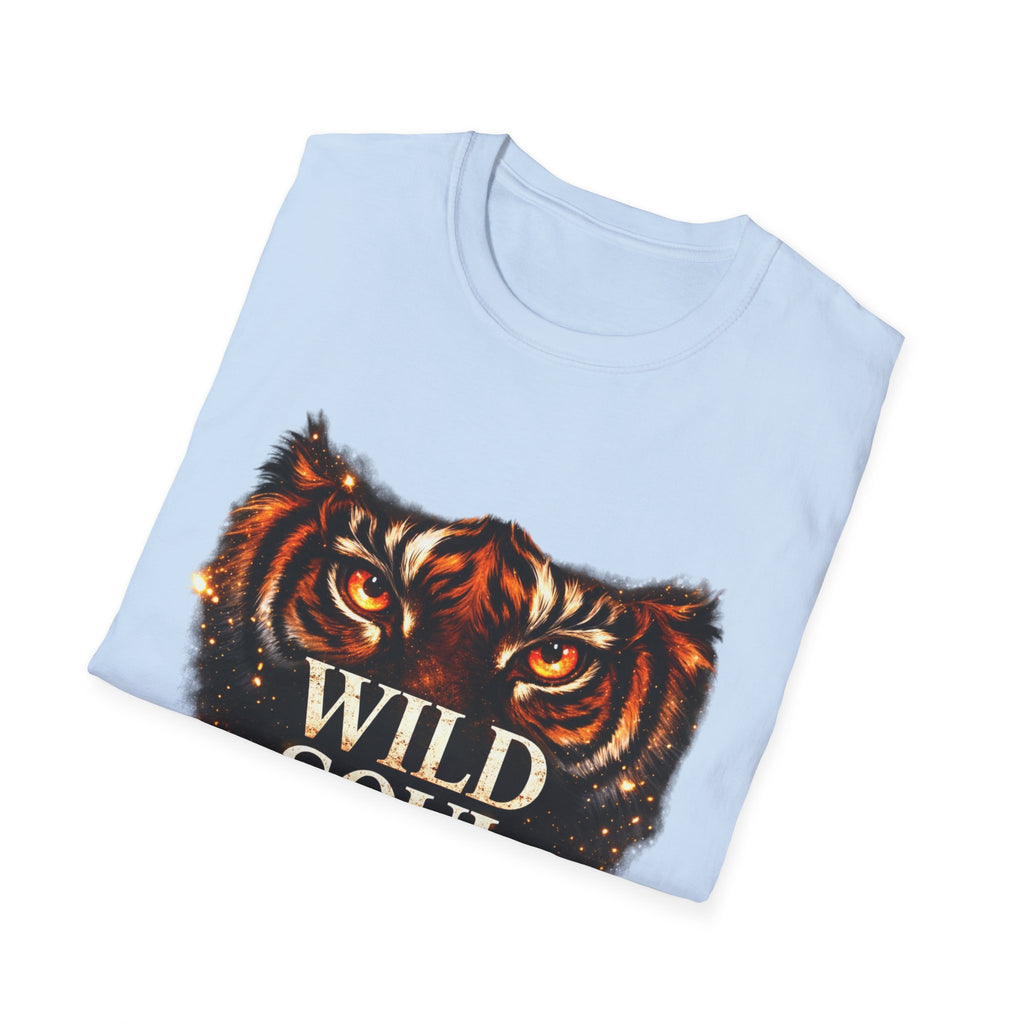 Wild Soul Tiger Eyes T-Shirt – Fierce Spirit Graphic Tee, Motivational Streetwear Shirt, Bold Animal Print Unisex Tee, Gift for Him & Her