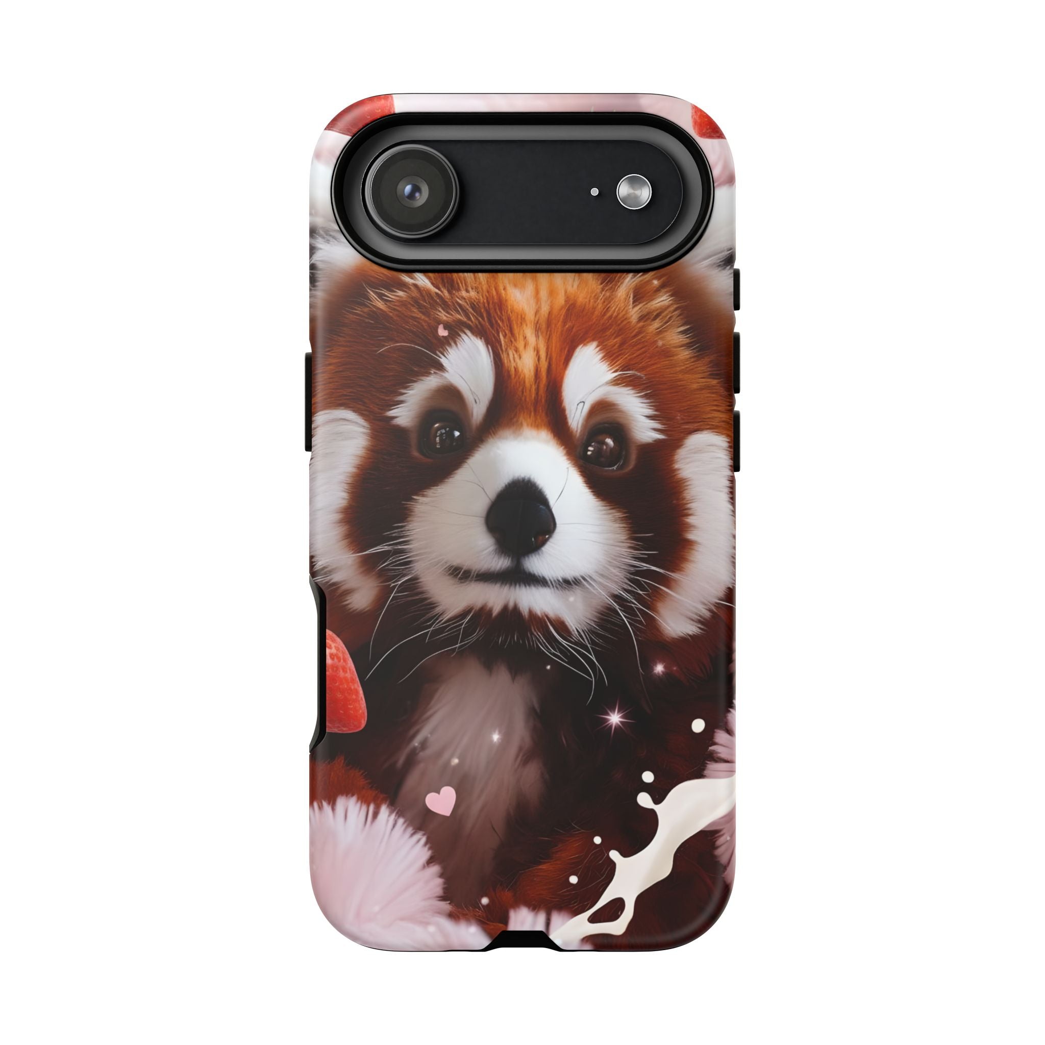 Red Panda with Strawberries Tough Phone Case — Cute Protective Phone Case