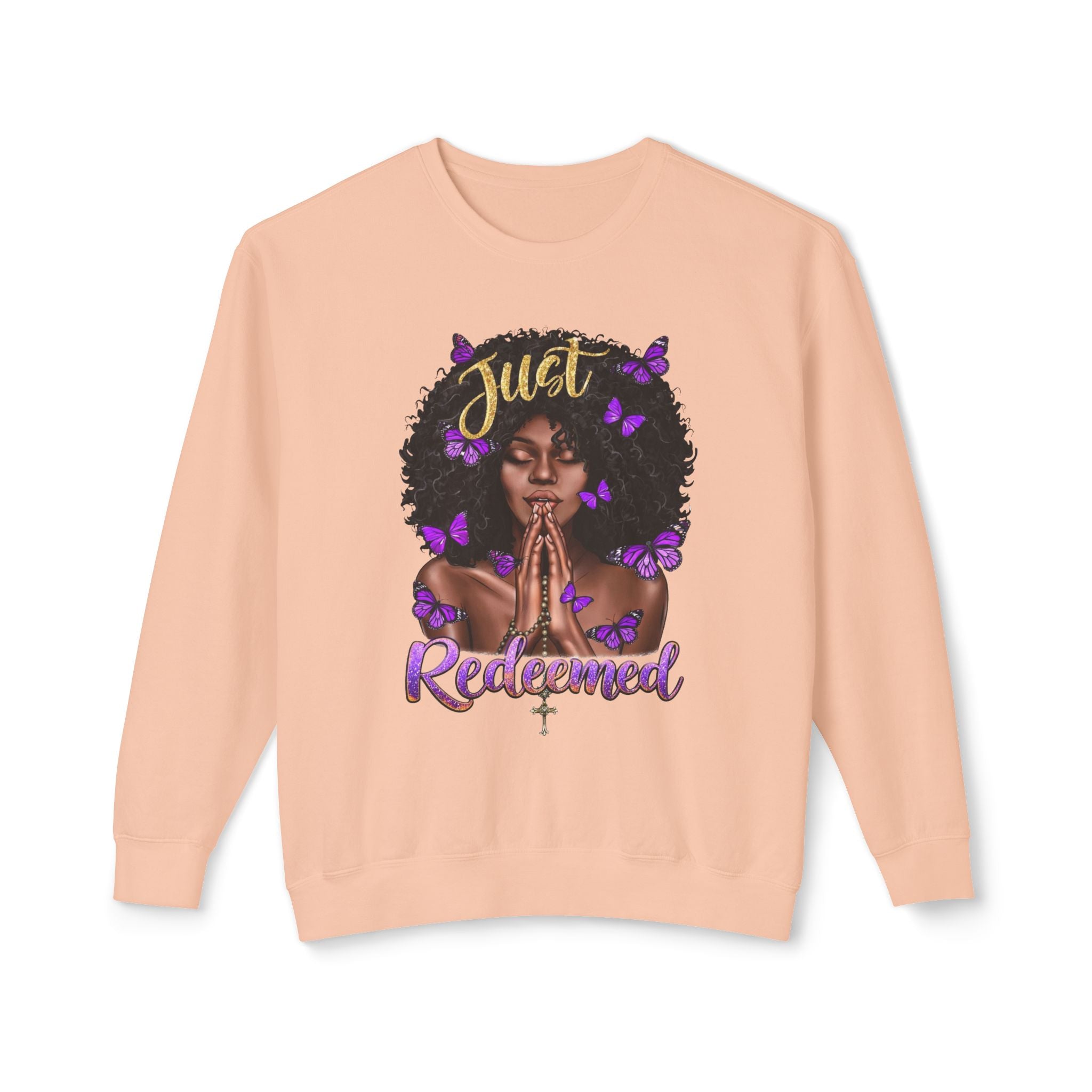 Redeemed Christian Afro Woman T-Shirt – Faith-Based Butterfly Design, Inspirational Black Woman Graphic Tee, Spiritual Gift for Women