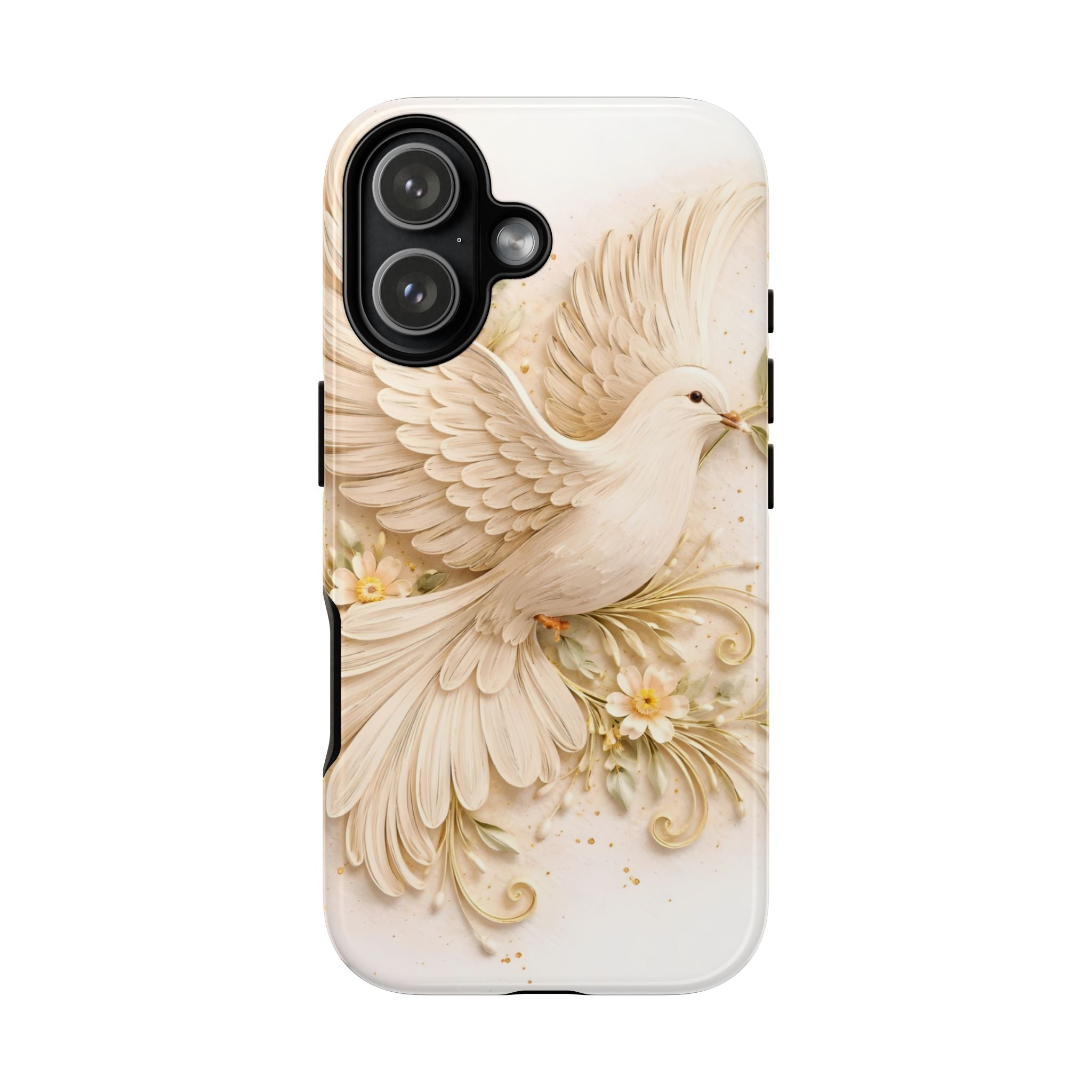 Dove Protection Phone Case — Elegant White Dove Floral iPhone Cover
