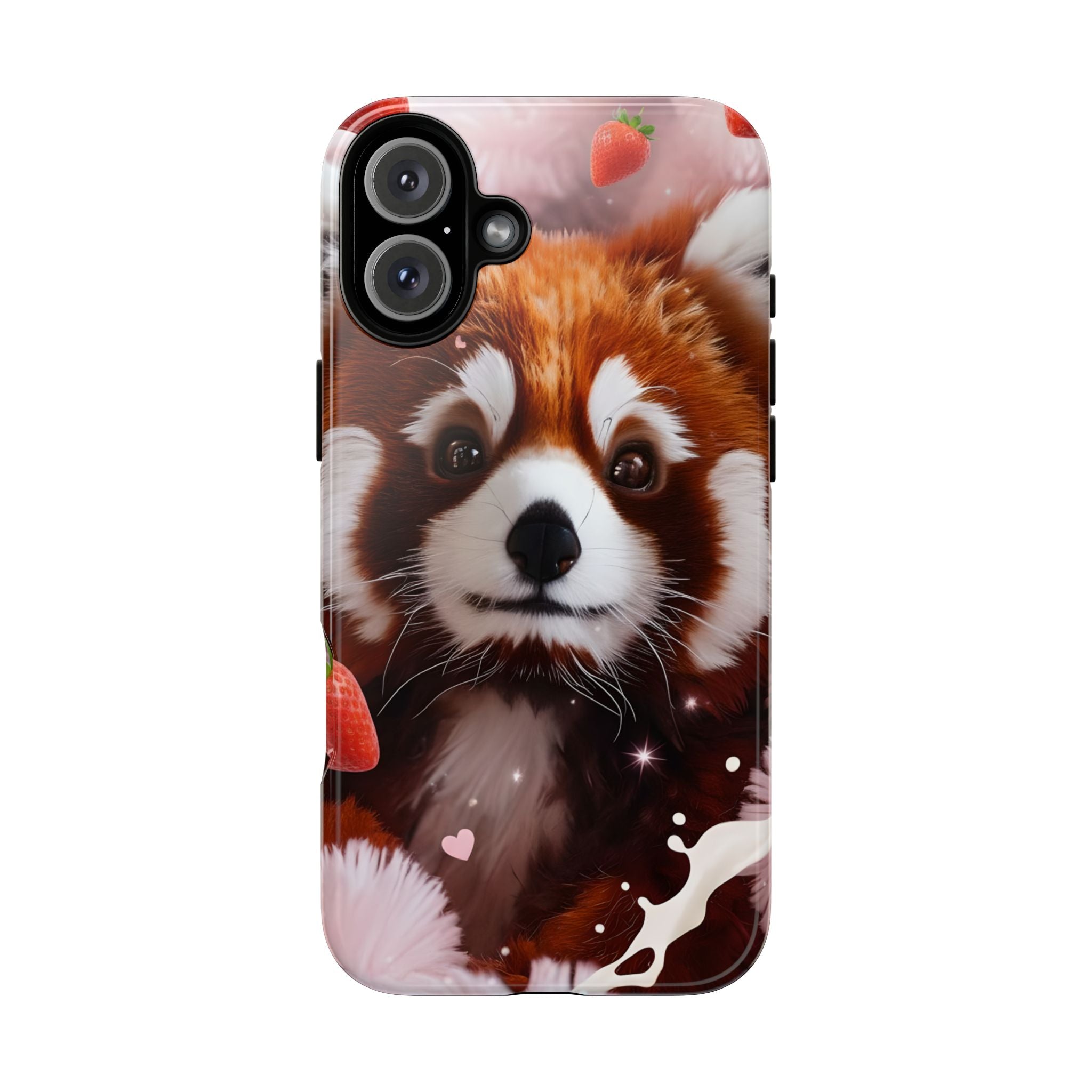 Red Panda with Strawberries Tough Phone Case — Cute Protective Phone Case