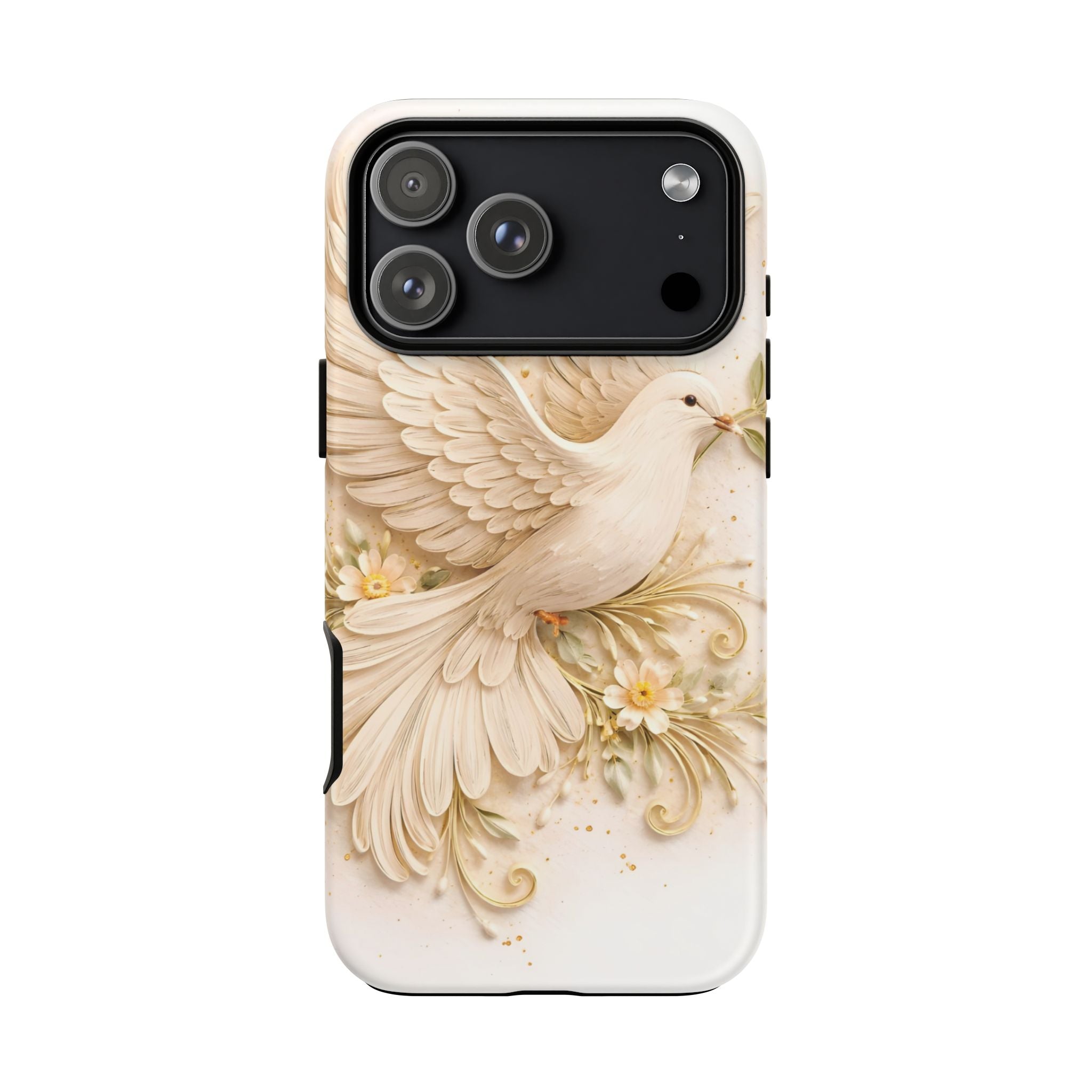 Dove Protection Phone Case — Elegant White Dove Floral iPhone Cover