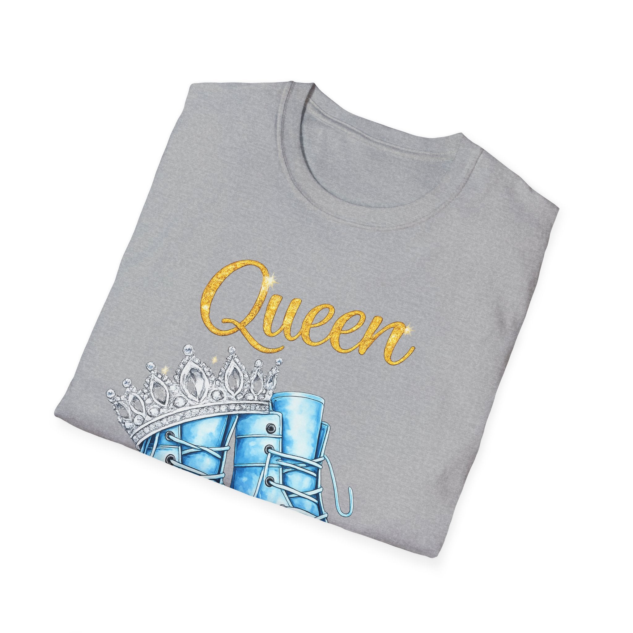 Queen Light Blue Boots Shirt – Pink Crown Graphic Tee, Cute Girly Streetwear, Fashion Queen Outfit, Trendy Women’s Statement T-Shirt