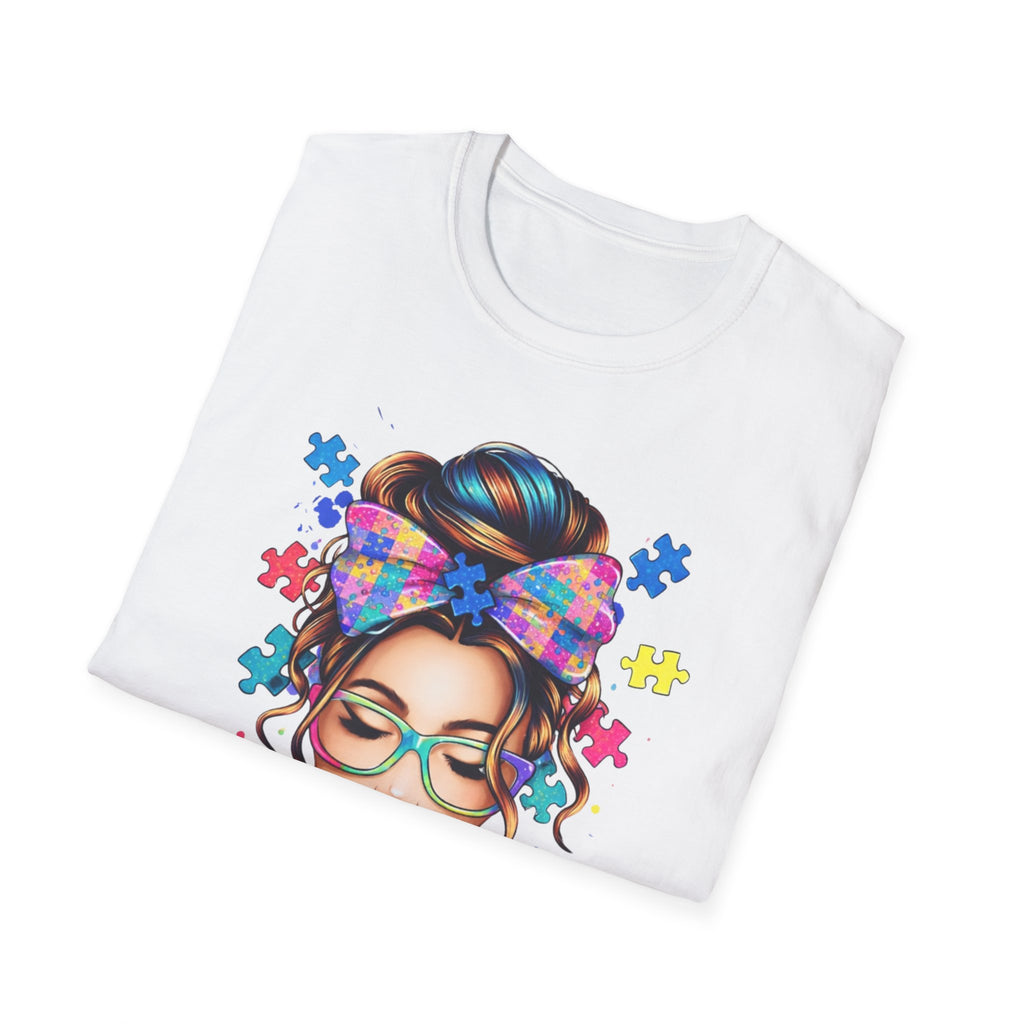 Autism Mom T-Shirt — Colorful Puzzle Heart Design for Proud Moms