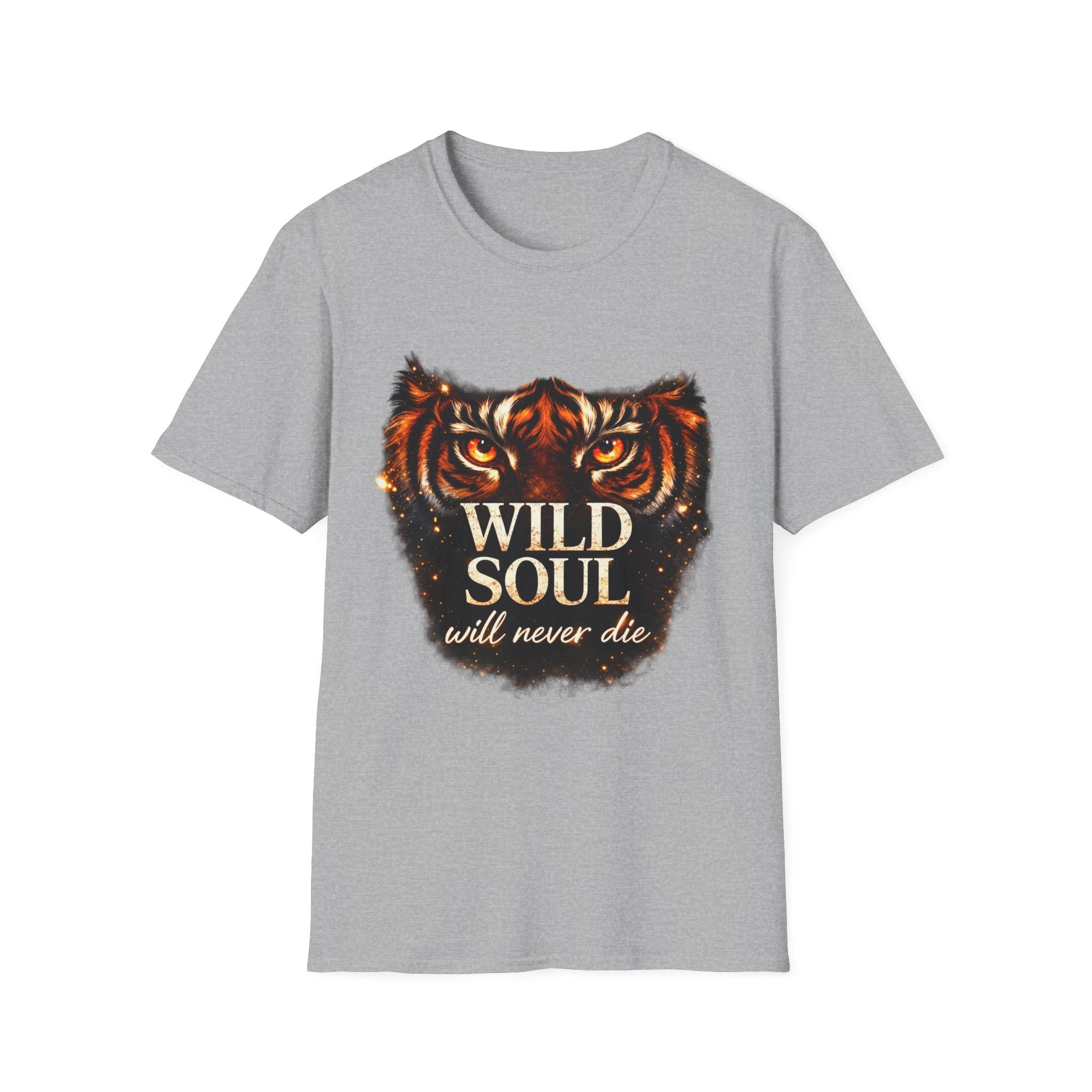 Wild Soul Tiger Eyes T-Shirt – Fierce Spirit Graphic Tee, Motivational Streetwear Shirt, Bold Animal Print Unisex Tee, Gift for Him & Her