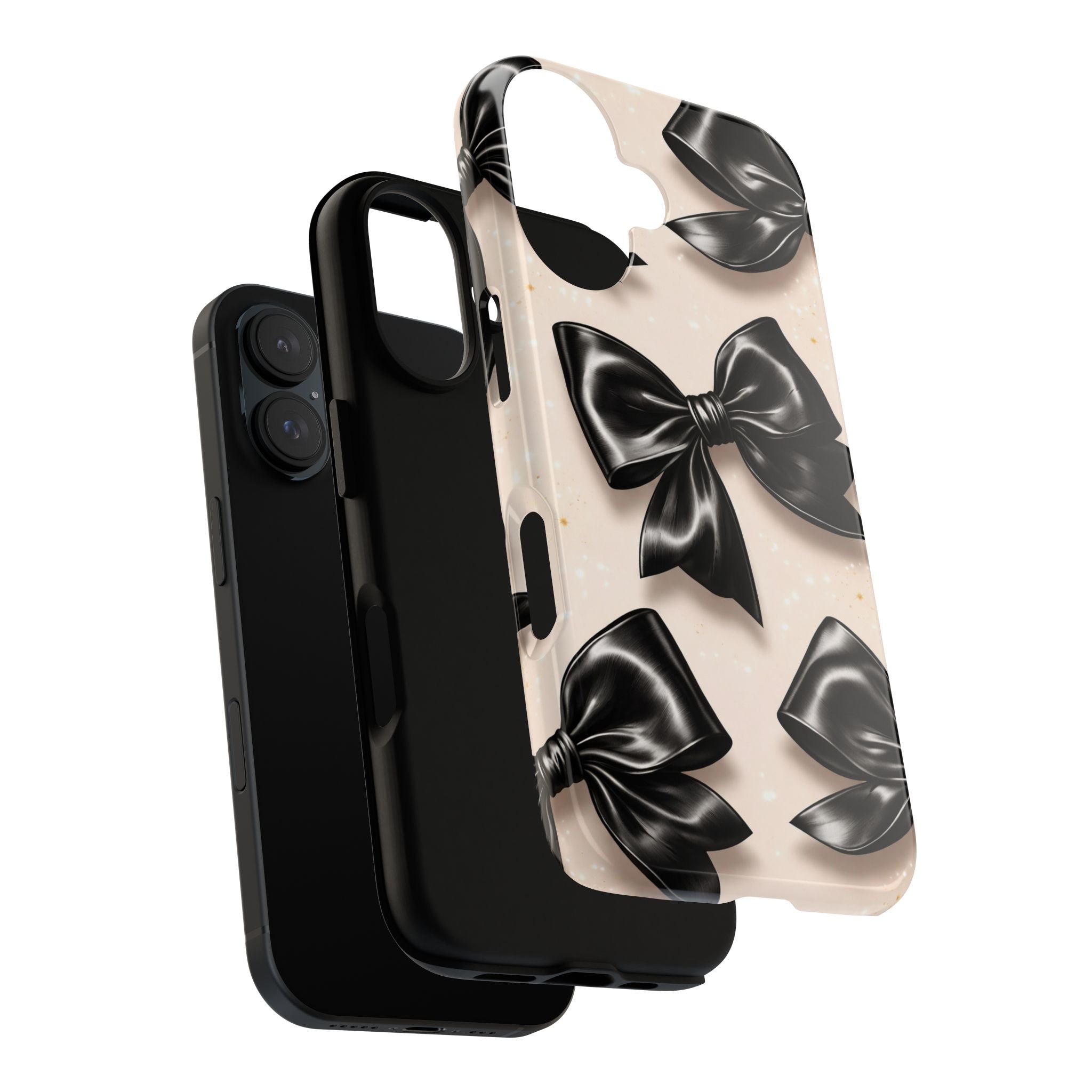Black Bow Phone Case, Coquette Aesthetic iPhone & Samsung Case, Cute Girly Luxury Bow Cover, Feminine Minimalist Phone Case