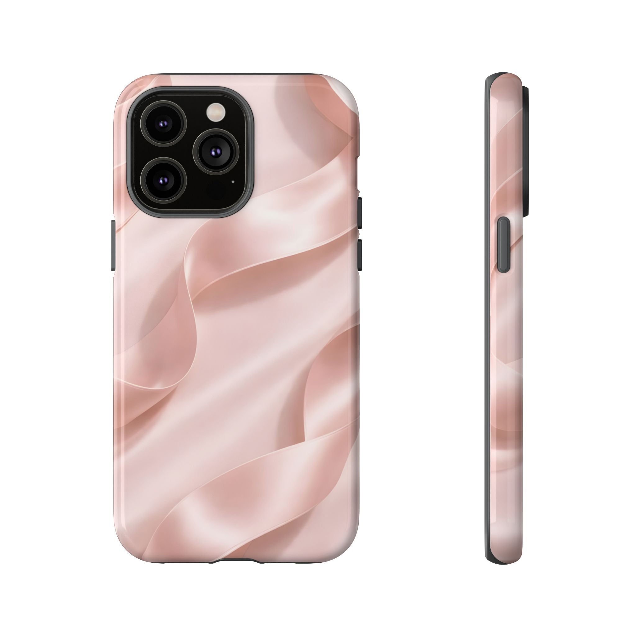 Blush Pink Satin Ribbon Phone Case – Elegant Coquette Aesthetic Luxury iPhone Case, Feminine Designer Bow Phone Cover