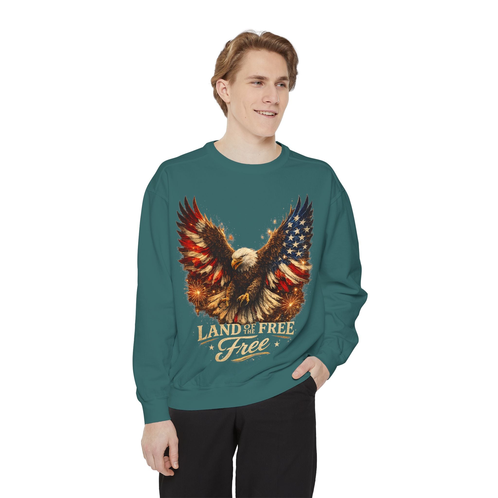 Patriotic Eagle Sweatshirt — Land of the Free Graphic Crewneck