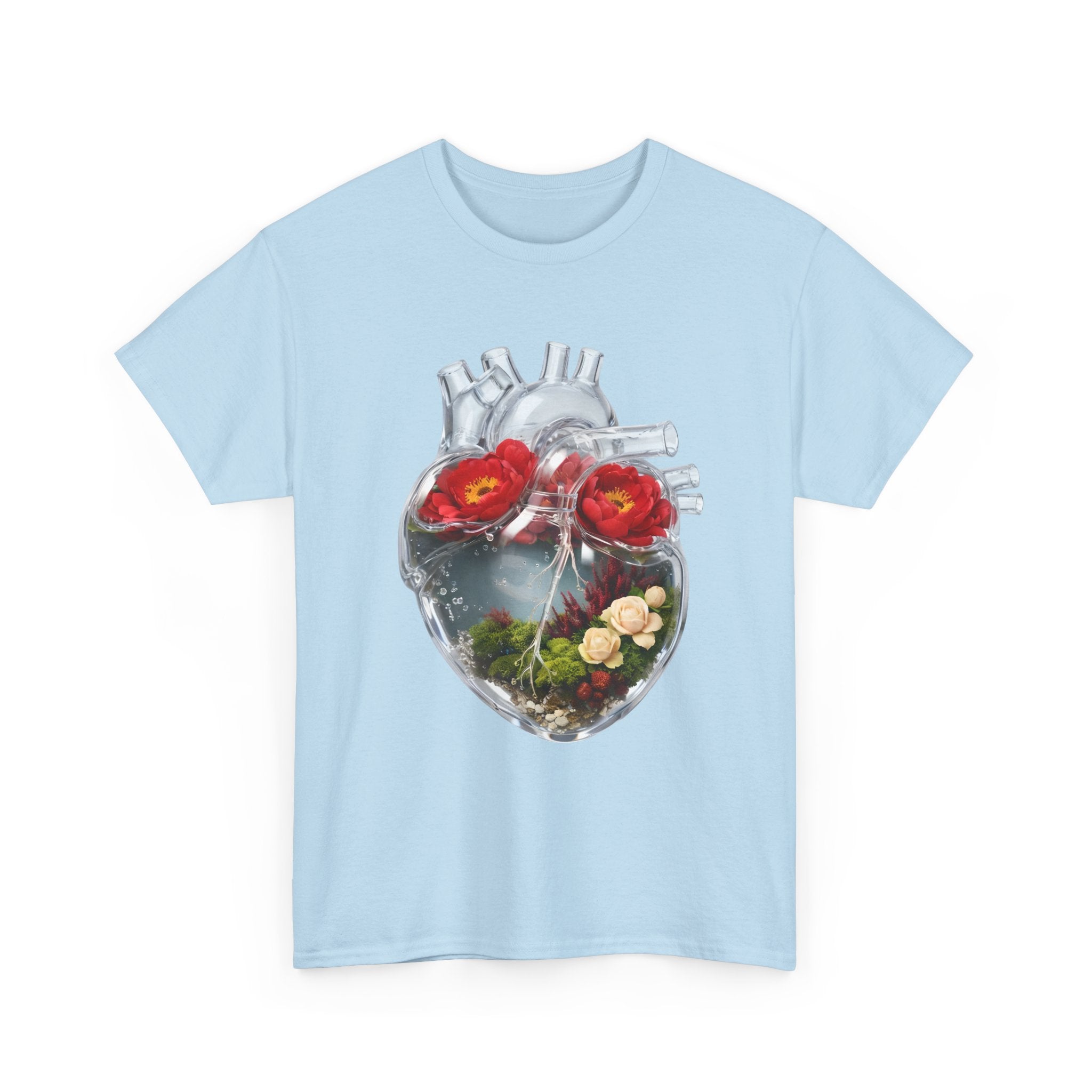 Floral Anatomical Heart T-Shirt — Botanical Heart Illustration Tee