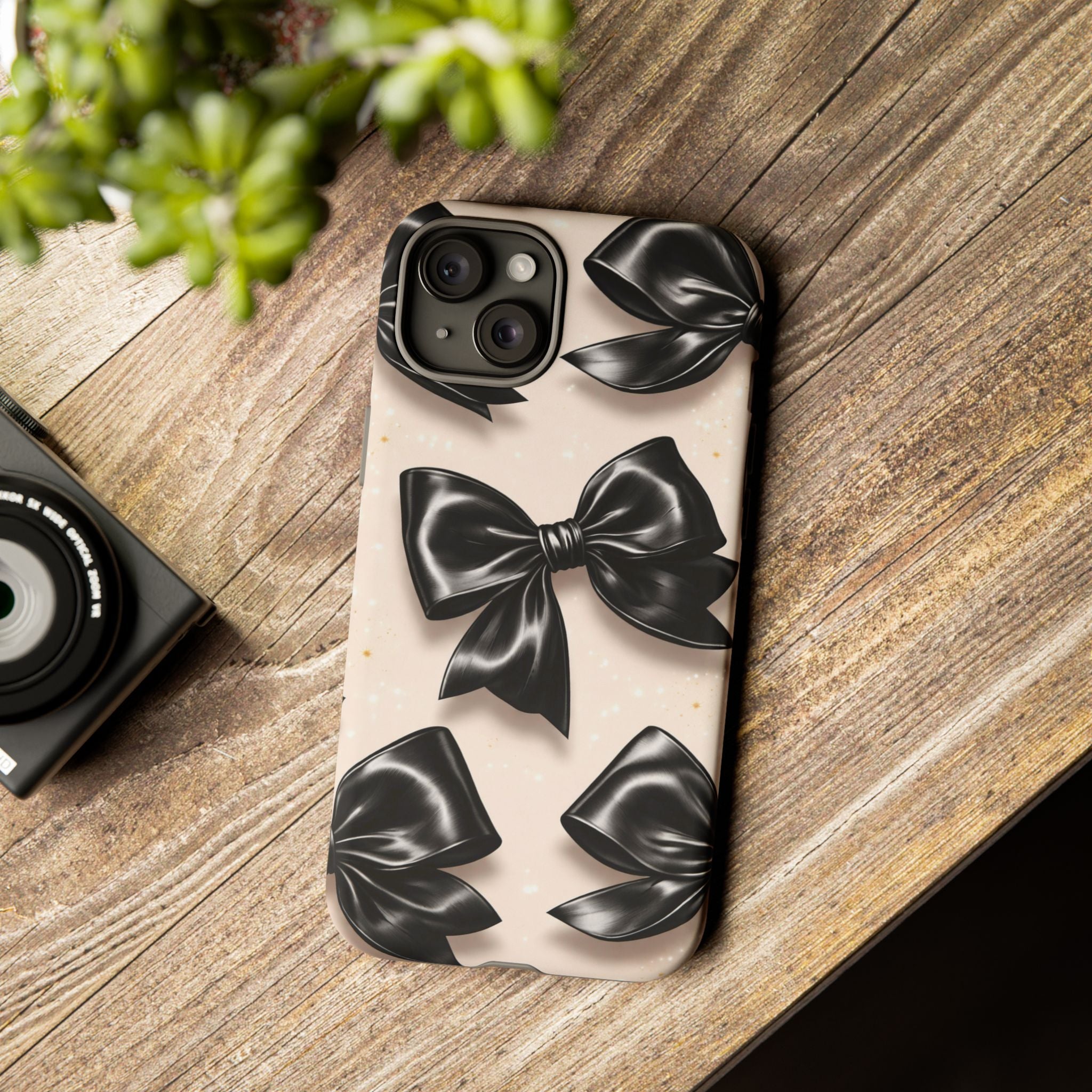 Black Bow Phone Case, Coquette Aesthetic iPhone & Samsung Case, Cute Girly Luxury Bow Cover, Feminine Minimalist Phone Case