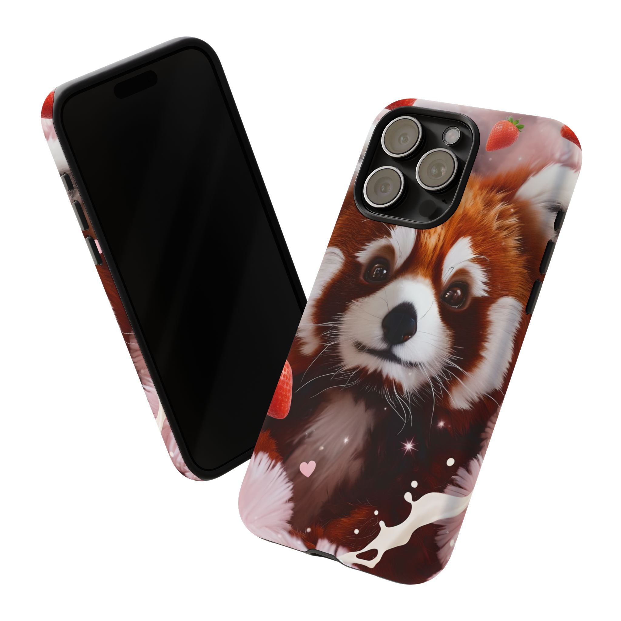 Red Panda with Strawberries Tough Phone Case — Cute Protective Phone Case
