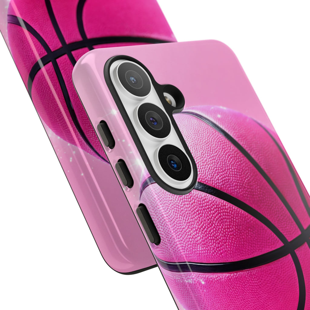 Pink Basketball Phone Case, Aesthetic Sports iPhone & Samsung Case, Cute Girly Athlete Case, Coquette Sport Phone Cover
