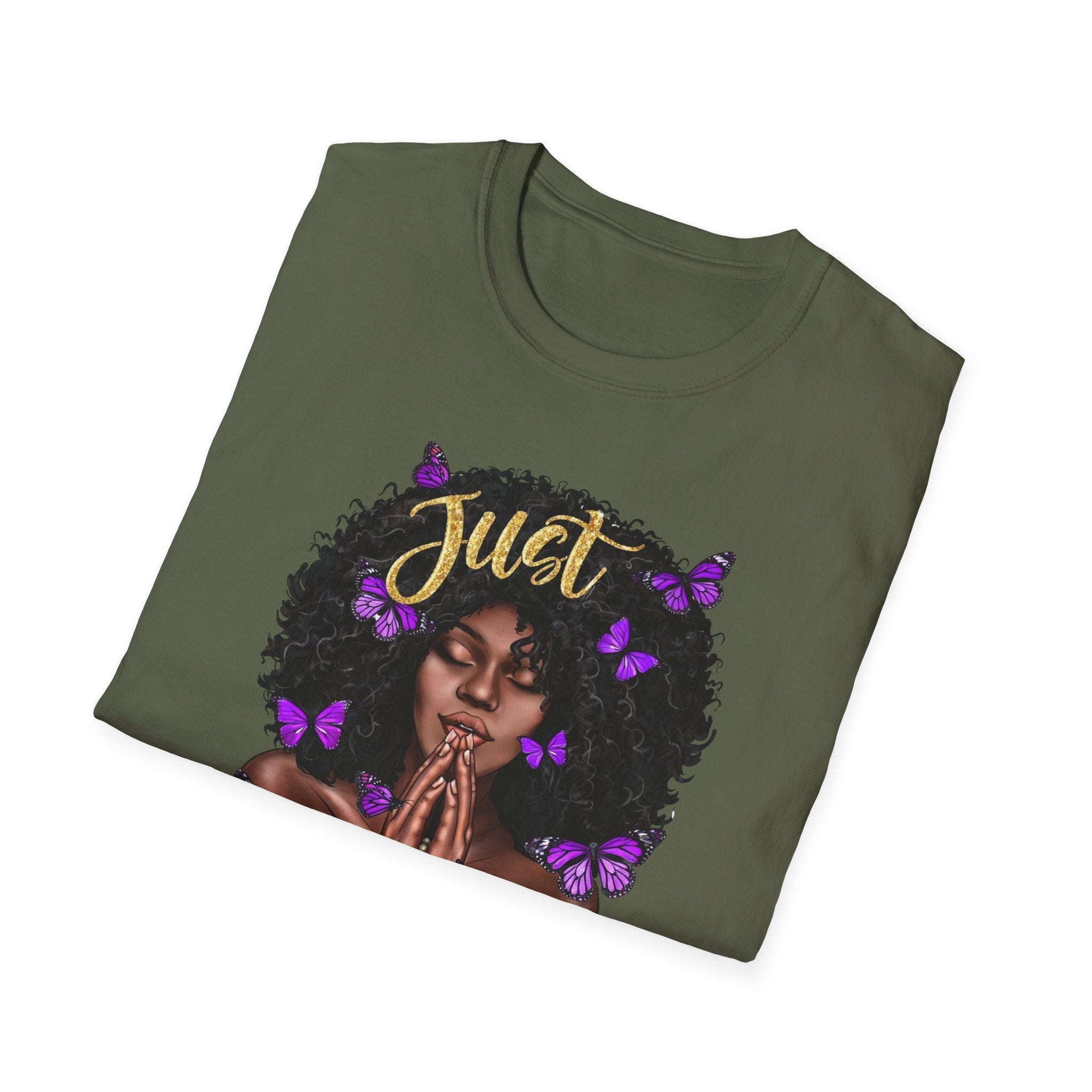 Redeemed Christian Afro Woman T-Shirt – Faith-Based Butterfly Design, Inspirational Black Woman Graphic Tee, Spiritual Gift for Women
