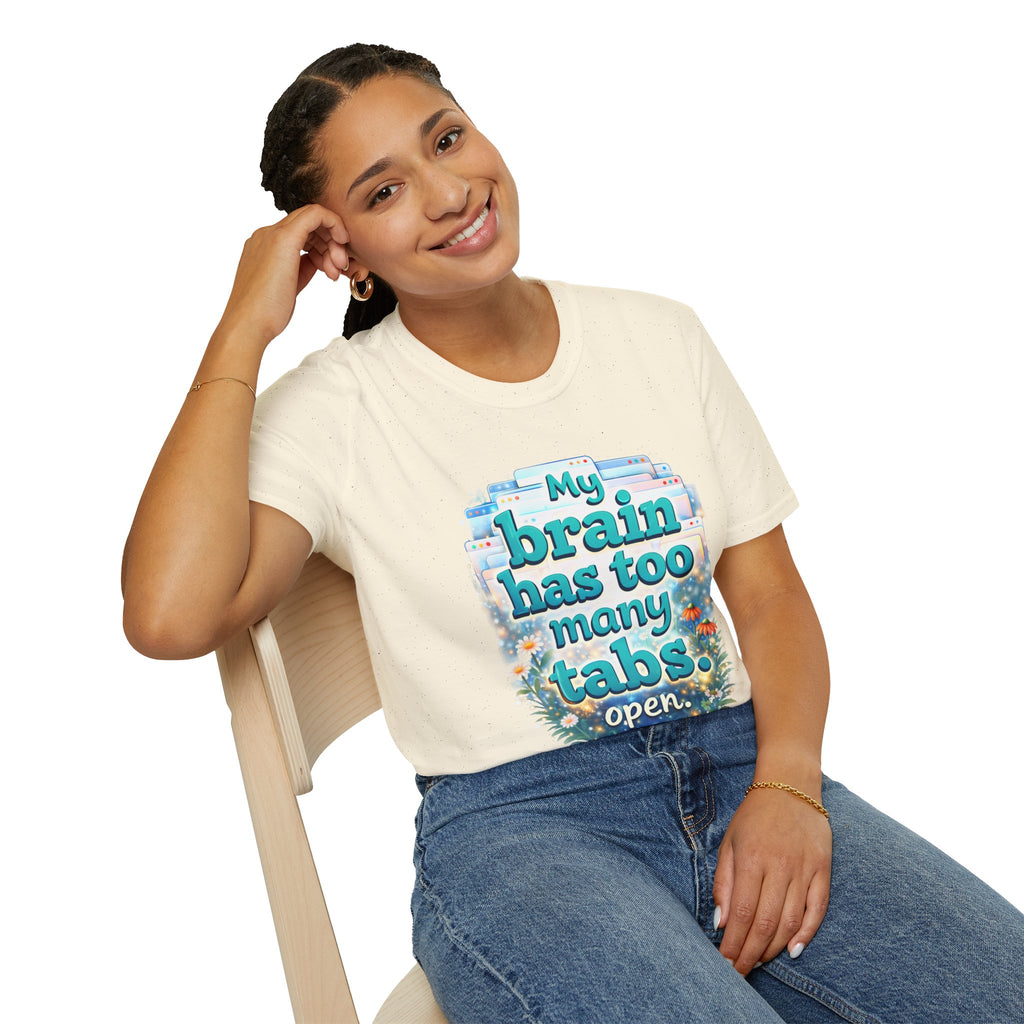 My Brain Has Too Many Tabs Open Shirt – Funny Overthinking Tee, ADHD Humor T-Shirt, Relatable Mental Health Graphic Tee, Cute Aesthetic Shirt