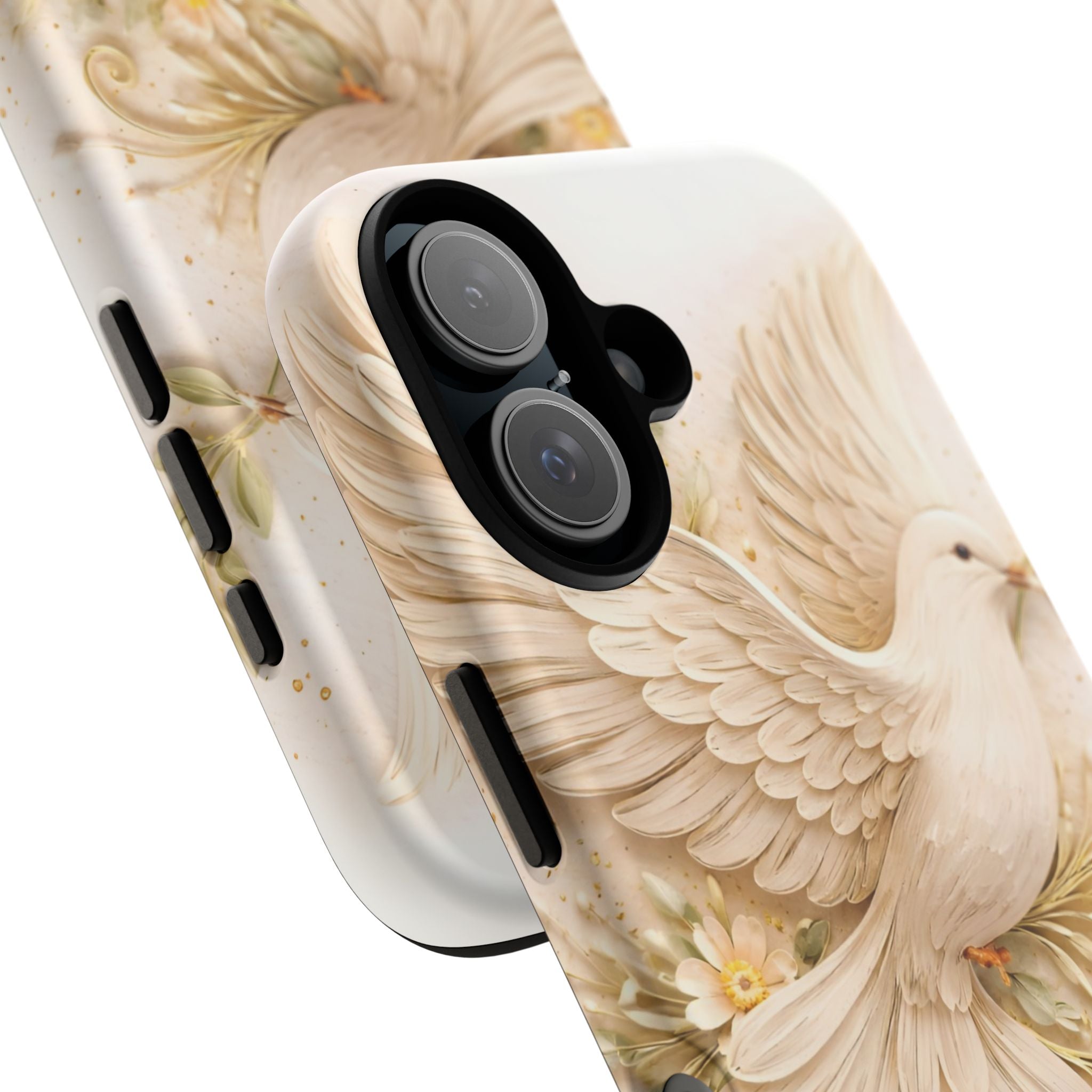 Dove Protection Phone Case — Elegant White Dove Floral iPhone Cover