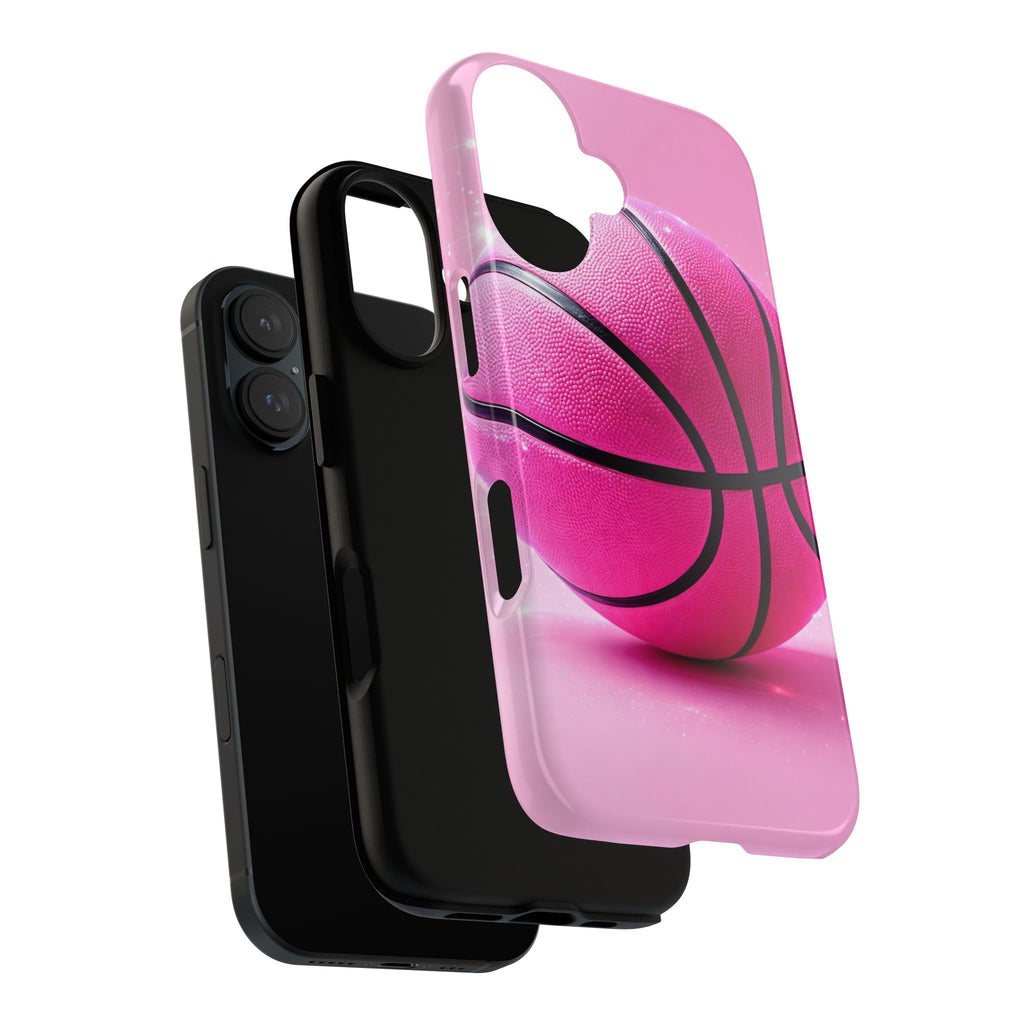 Pink Basketball Phone Case, Aesthetic Sports iPhone & Samsung Case, Cute Girly Athlete Case, Coquette Sport Phone Cover