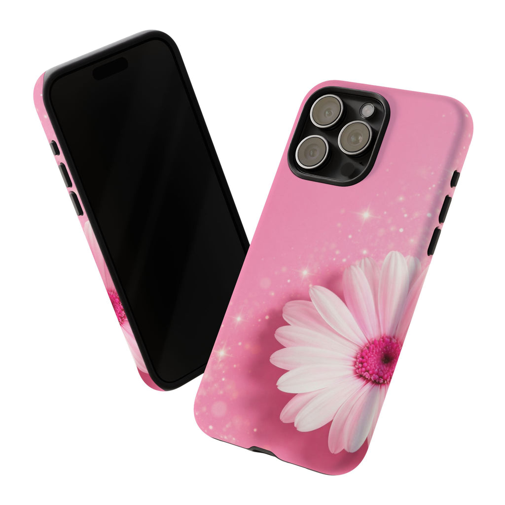 Pink Daisy Phone Case, Aesthetic Floral iPhone & Samsung Case, Cute Flower Phone Cover, Soft Girl Coquette Case, Feminine Pink Case